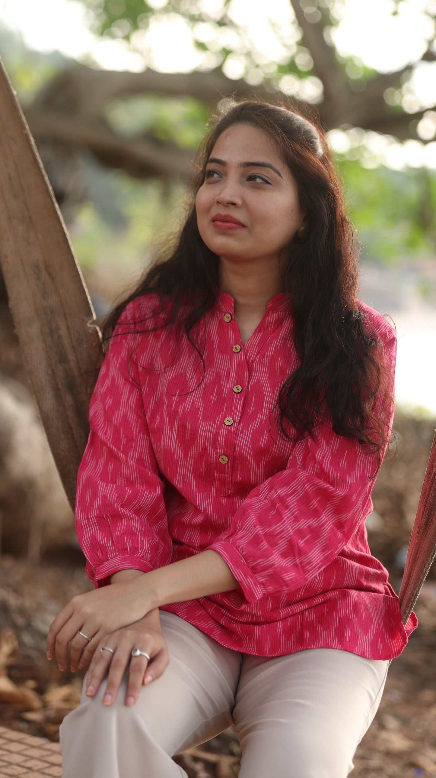 Pink Ikkat Short Kurta