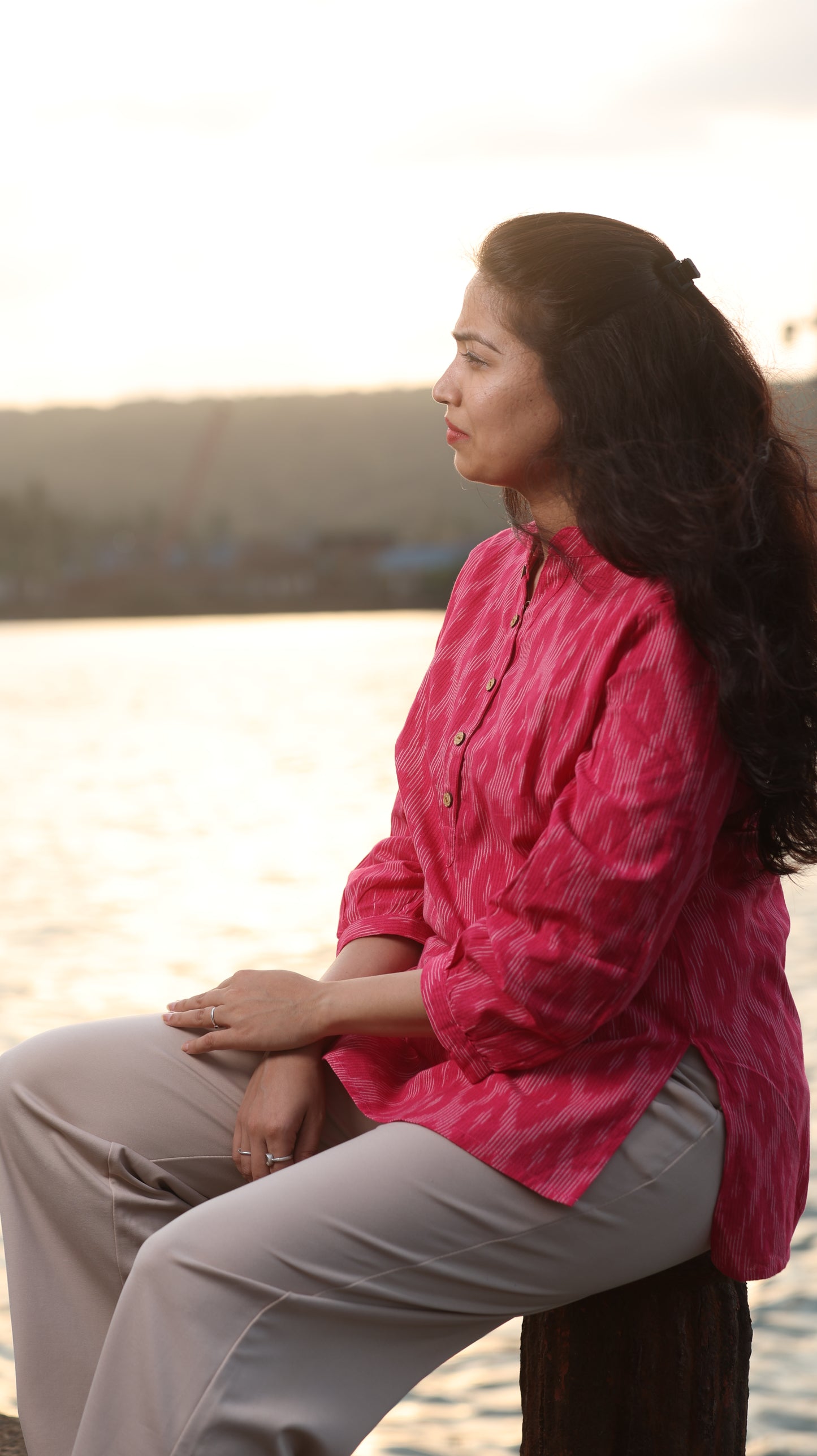 Pink Ikkat Short Kurta