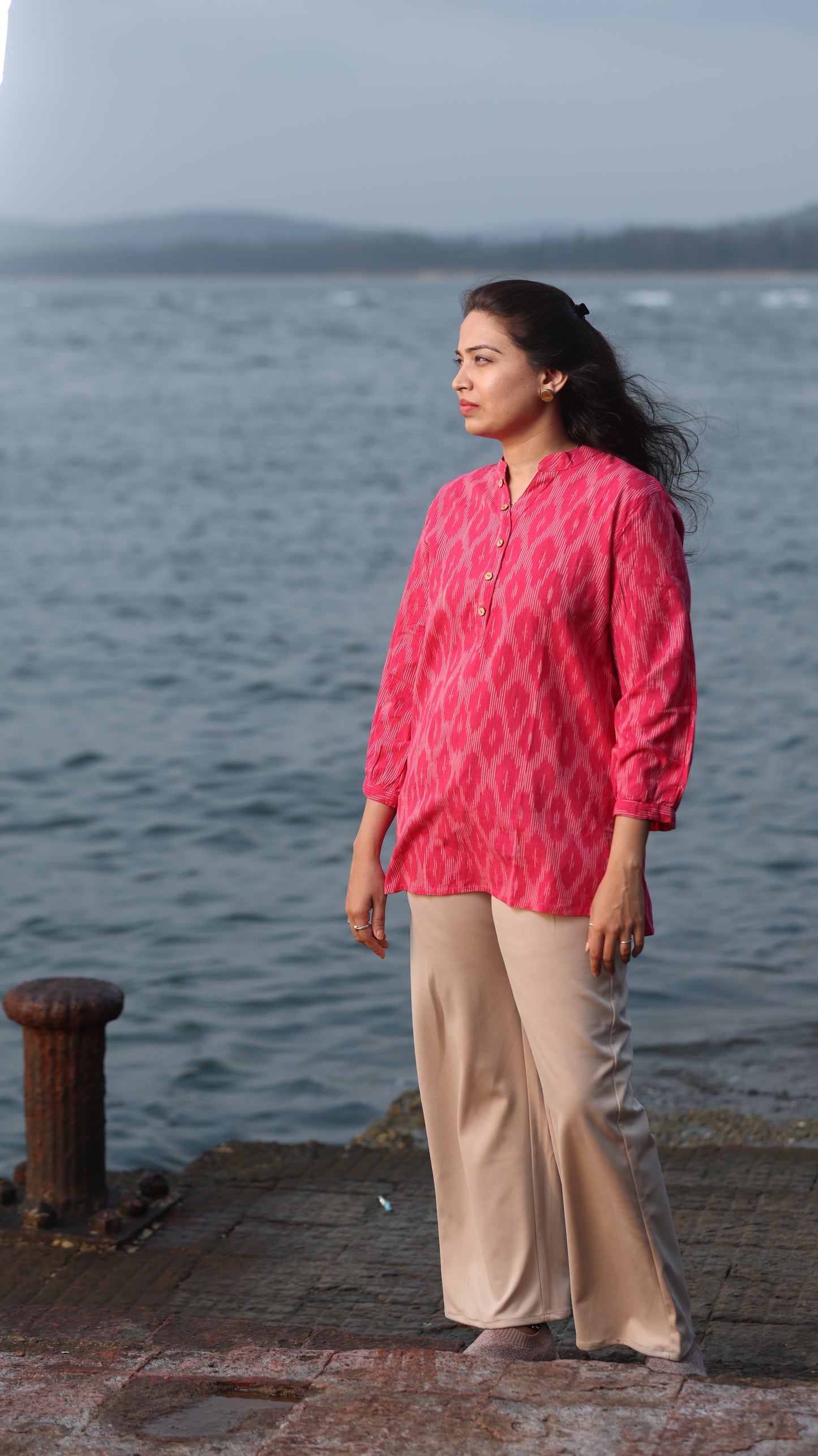 Pink Ikkat Short Kurta