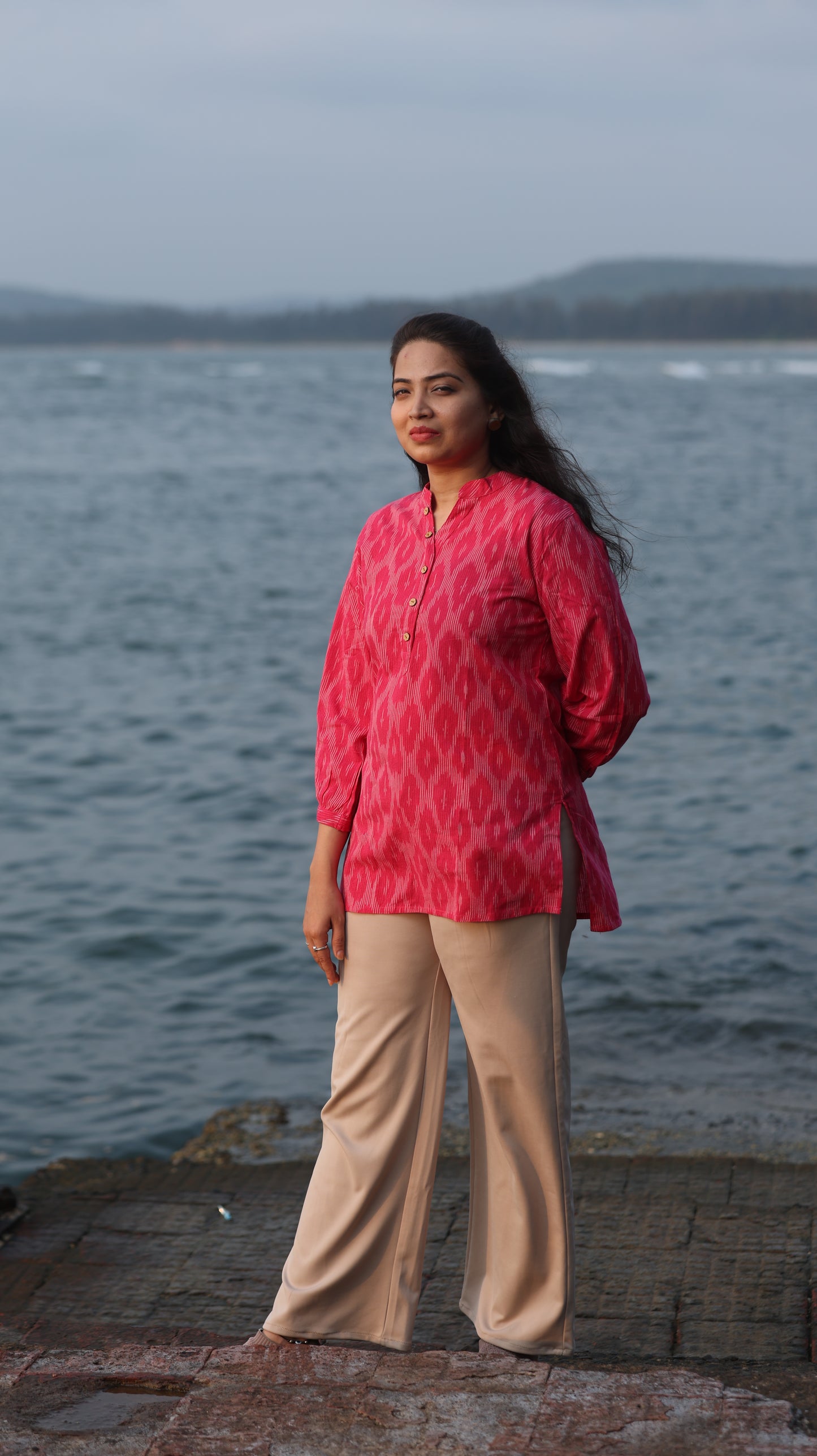 Pink Ikkat Short Kurta