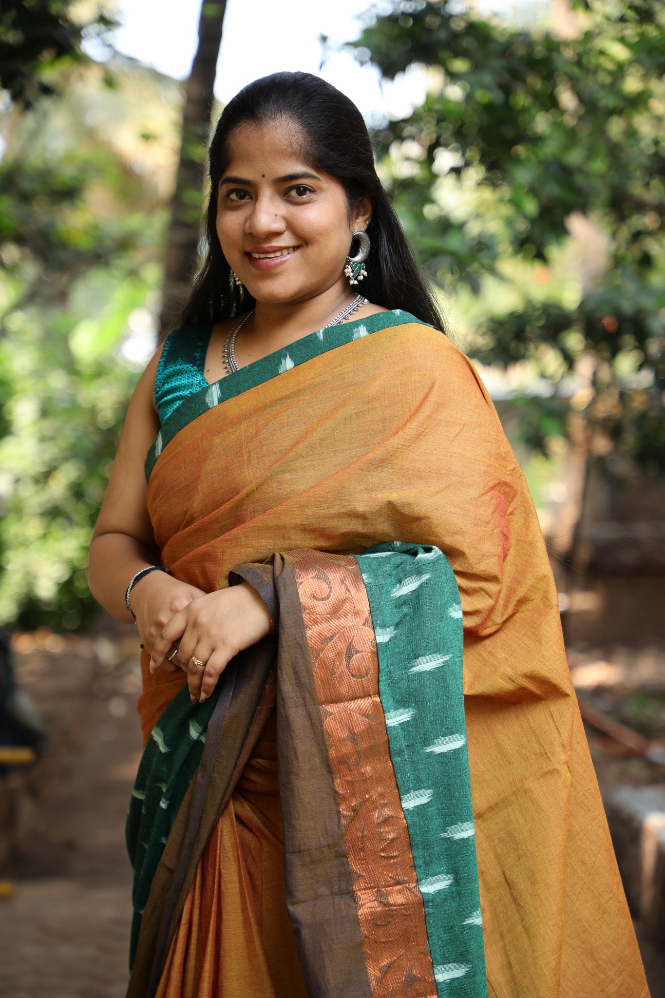 Dark Green Maanto Concept Saree