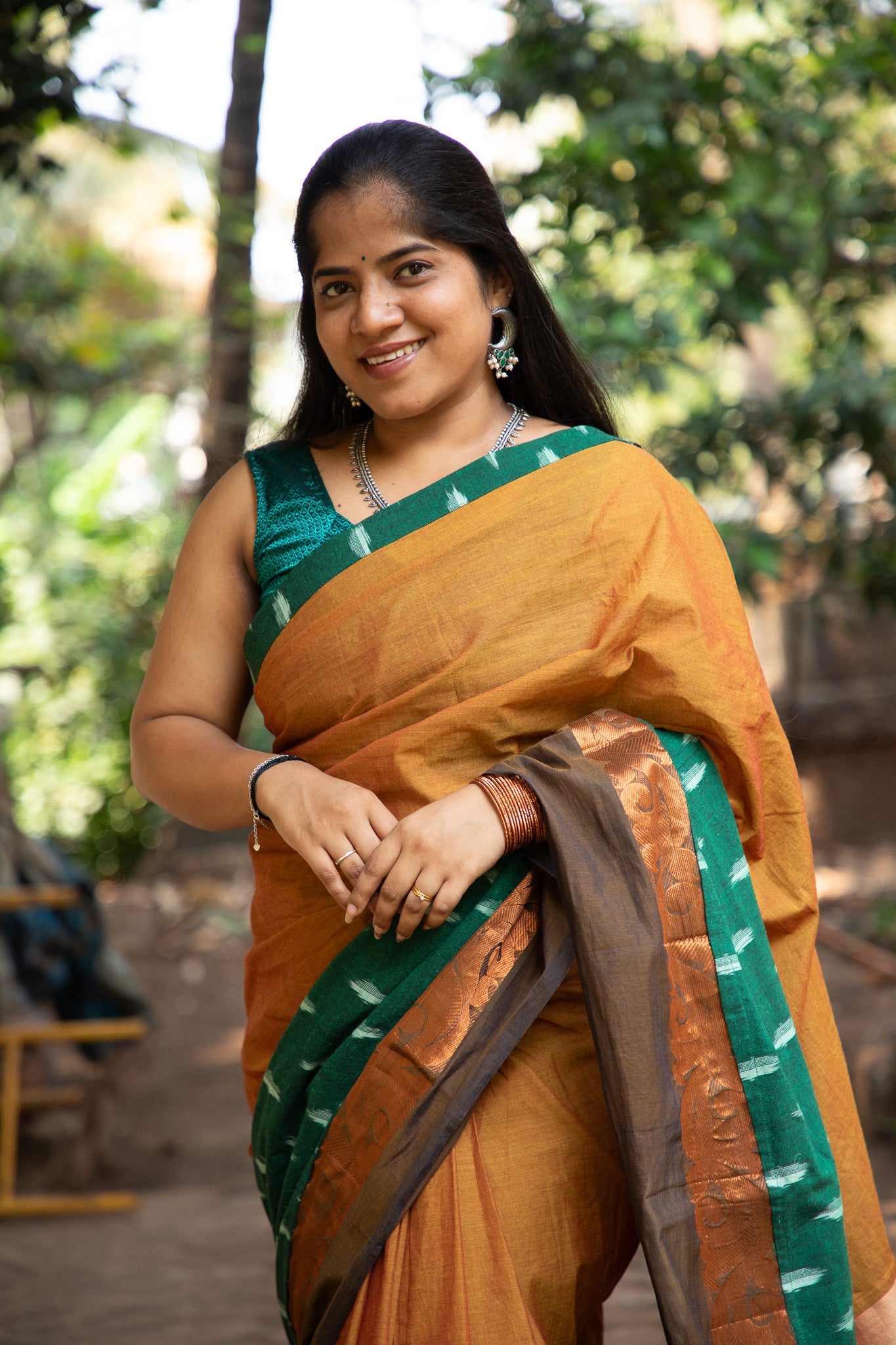 Dark Green Maanto Concept Saree