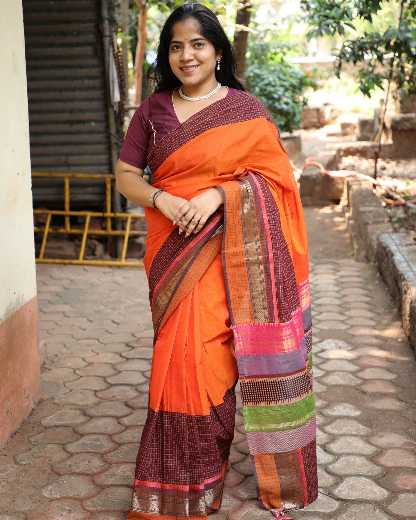 Dark Orange Maanto Concept Saree