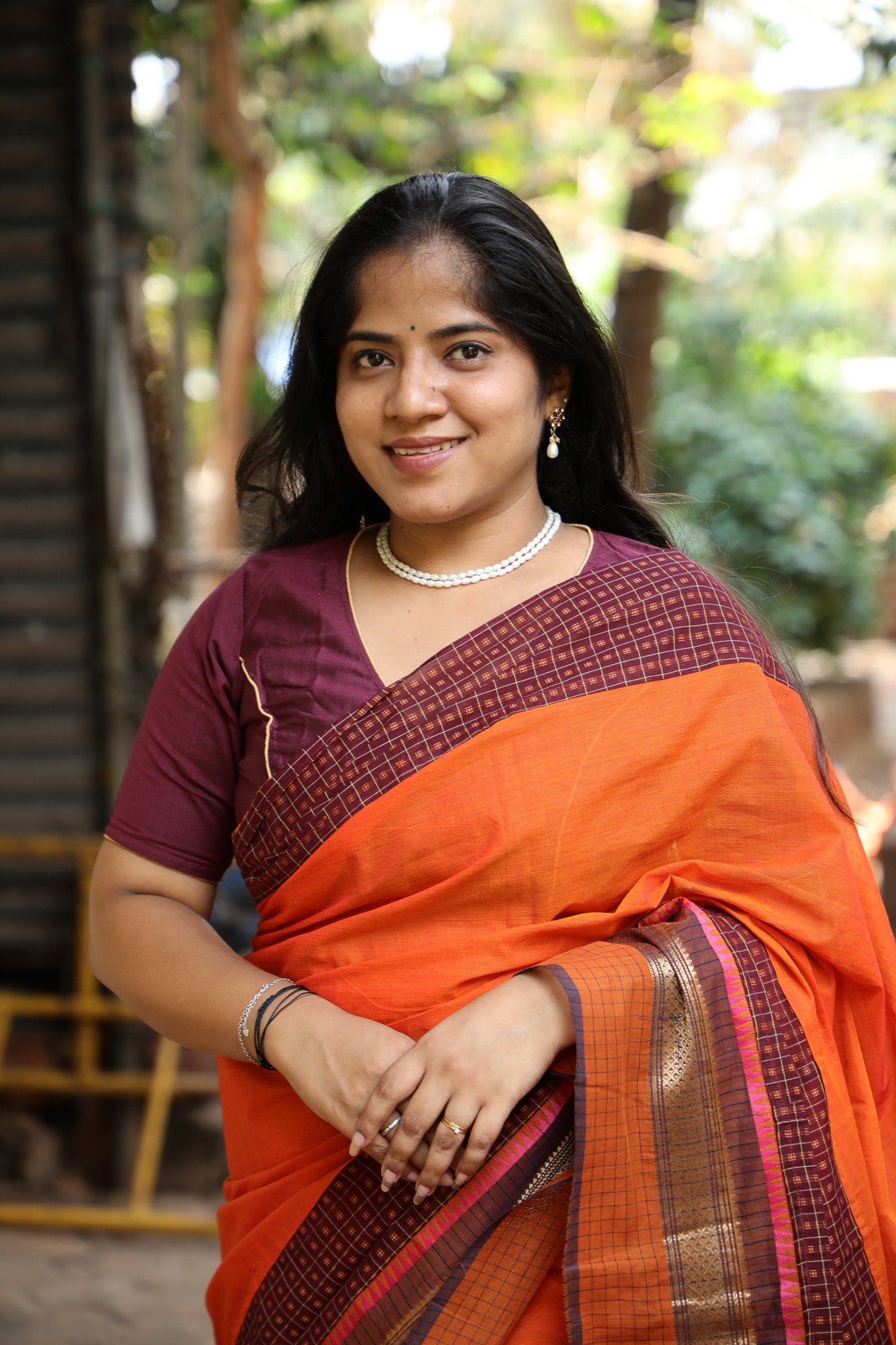 Dark Orange Maanto Concept Saree
