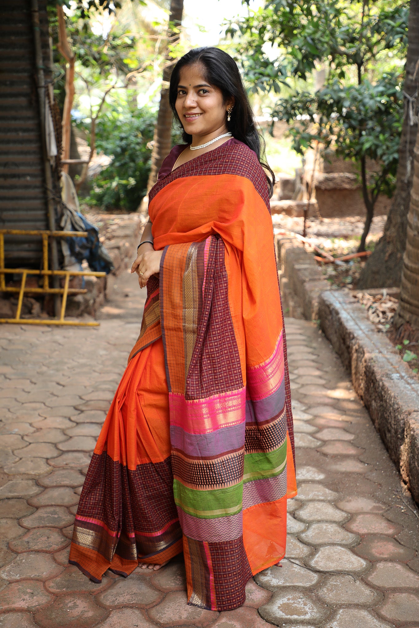 Dark Orange Maanto Concept Saree
