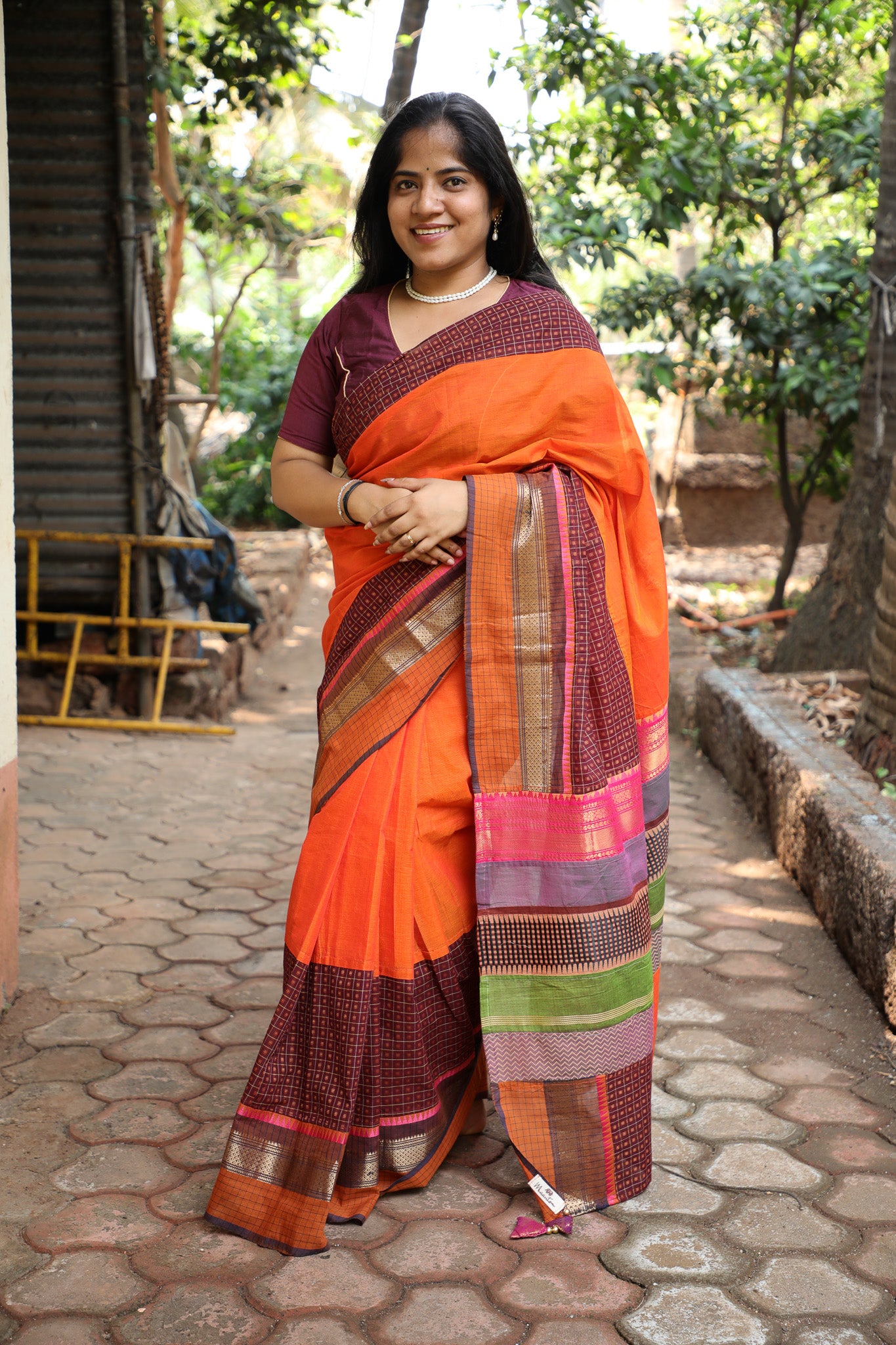 Dark Orange Maanto Concept Saree