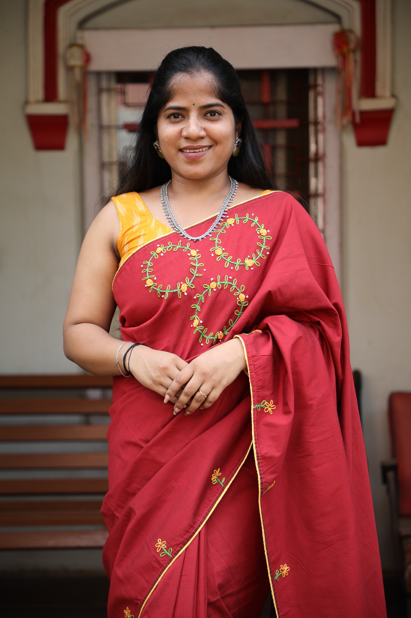 Dark Maroon Maanto Concept Saree
