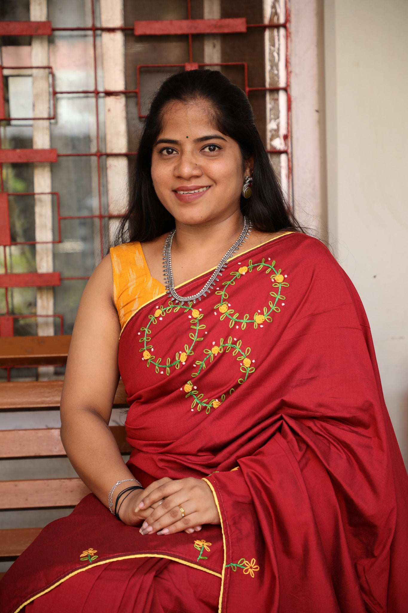 Dark Maroon Maanto Concept Saree