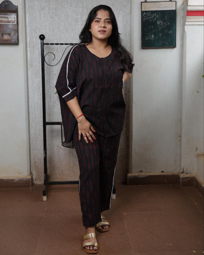 Black Ikkat Old-Money Co-Ord Set
