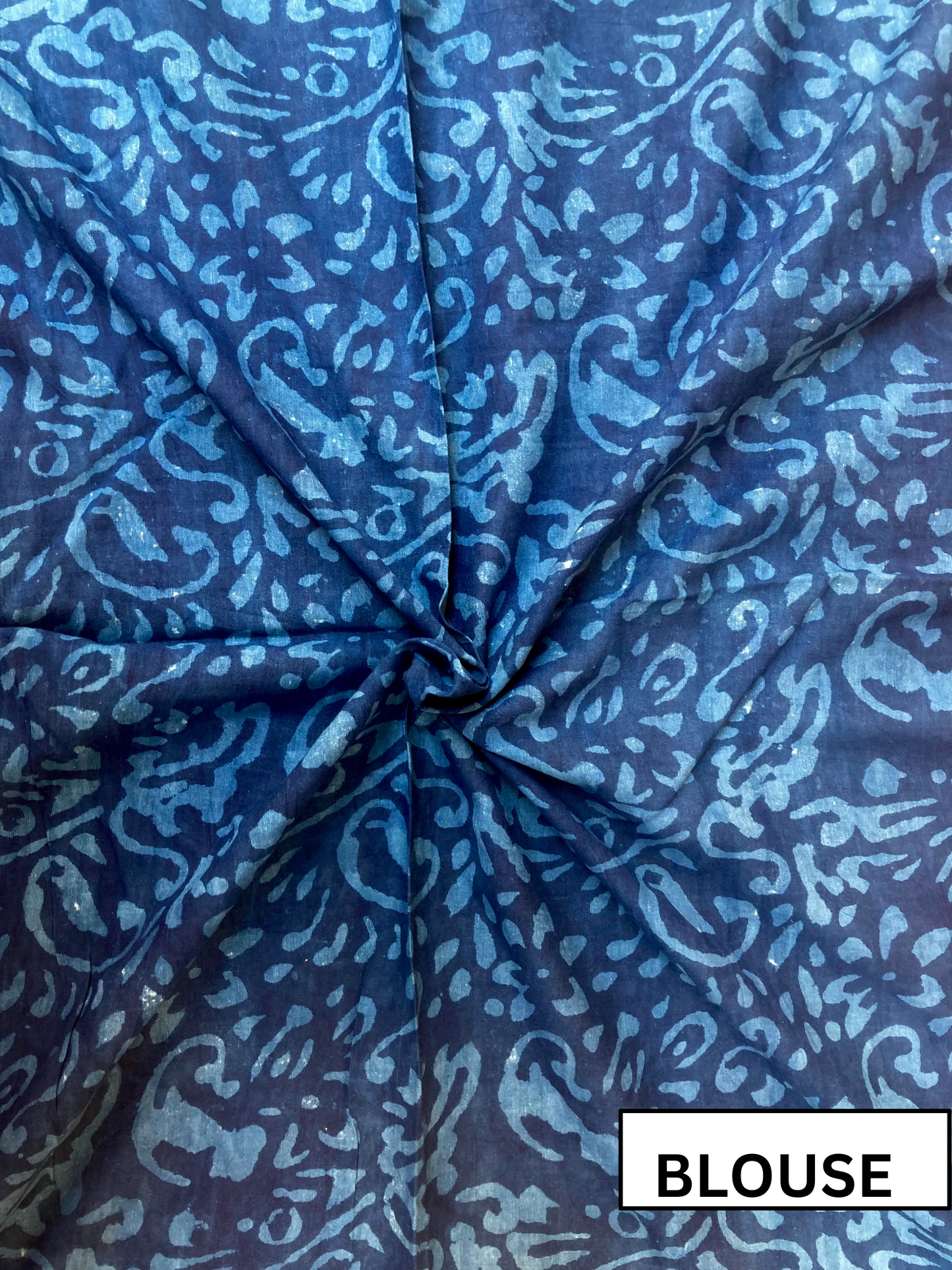 Indigo Block Printed Cotton Saree