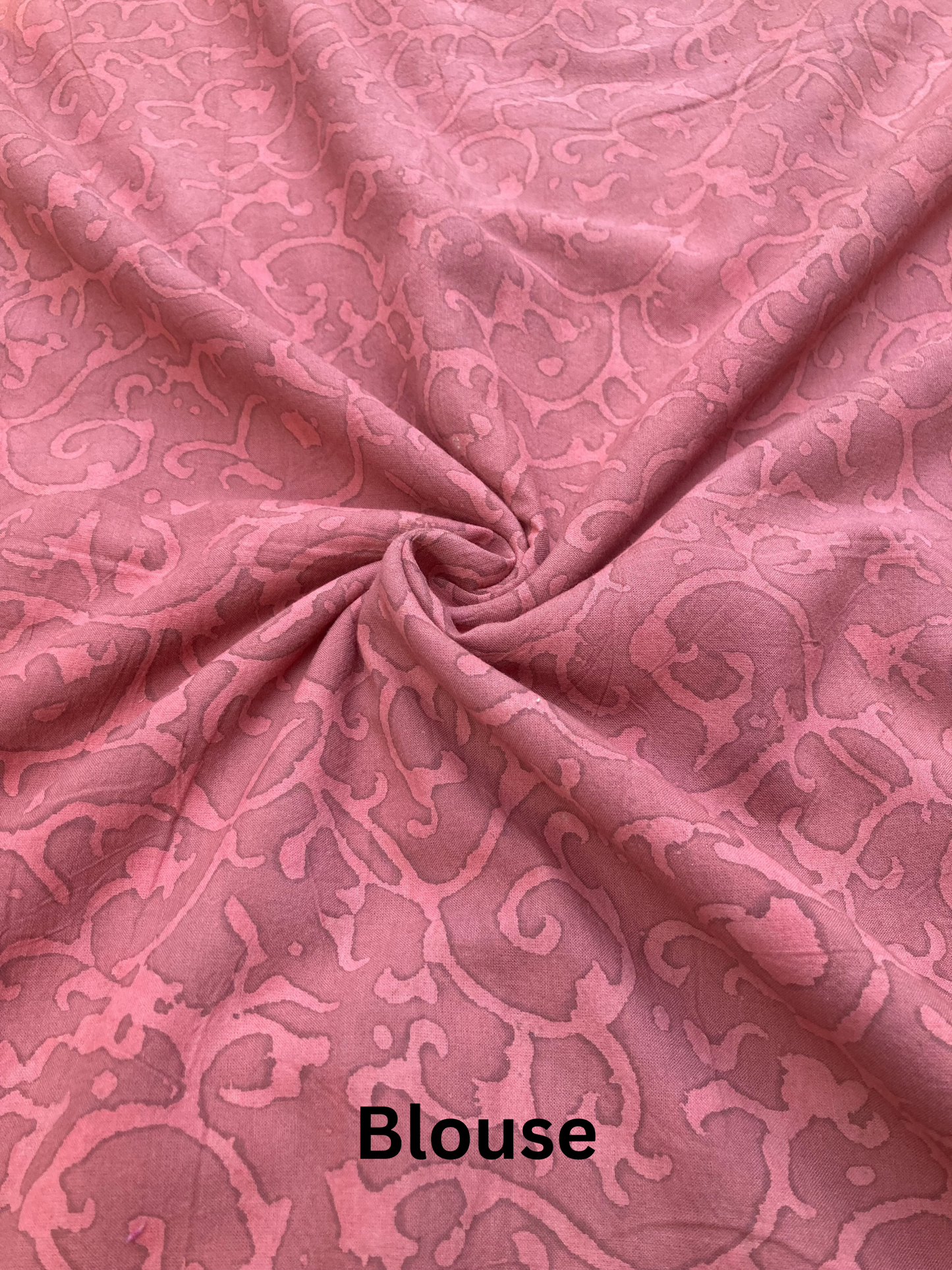 Vermilion Block Printed Cotton Saree