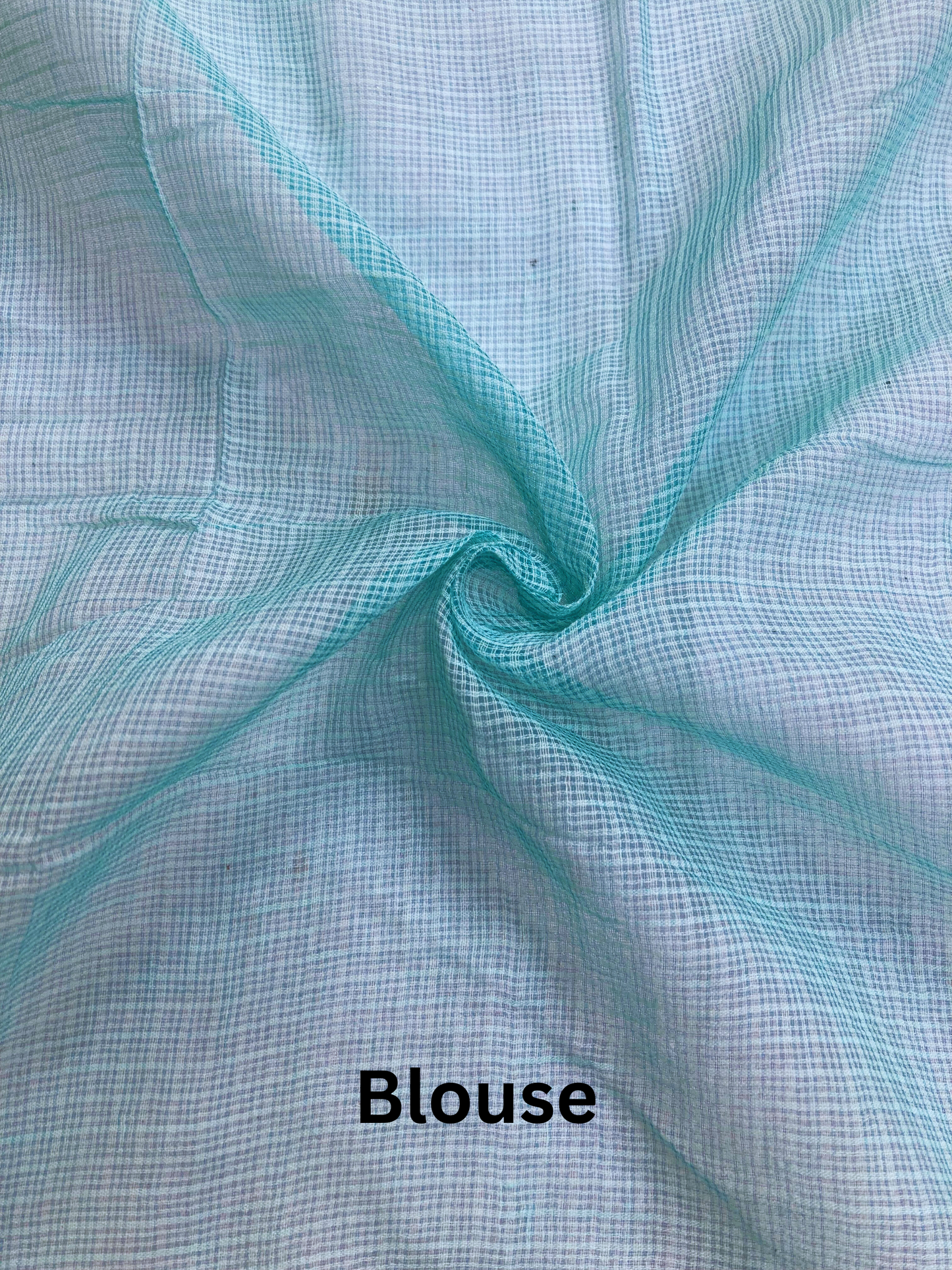 Aqua Green Ombre-Dyed Kota Doria Saree
