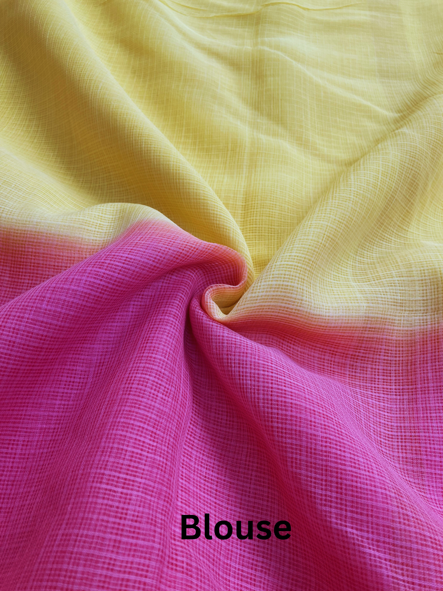 Pastel Red Ombre-Dyed Kota Doria Saree
