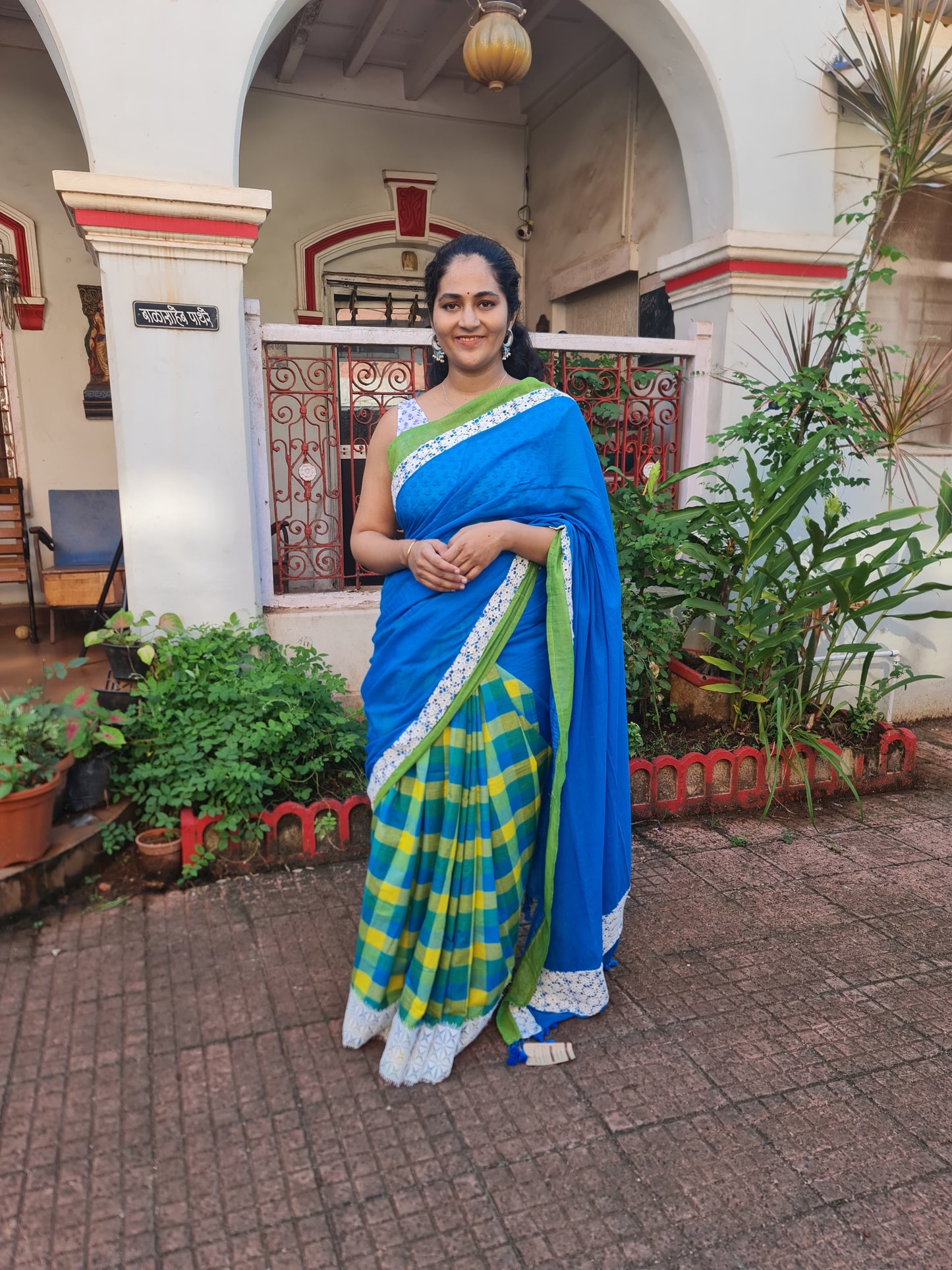 Dark Sky Blue Maanto Concept Saree