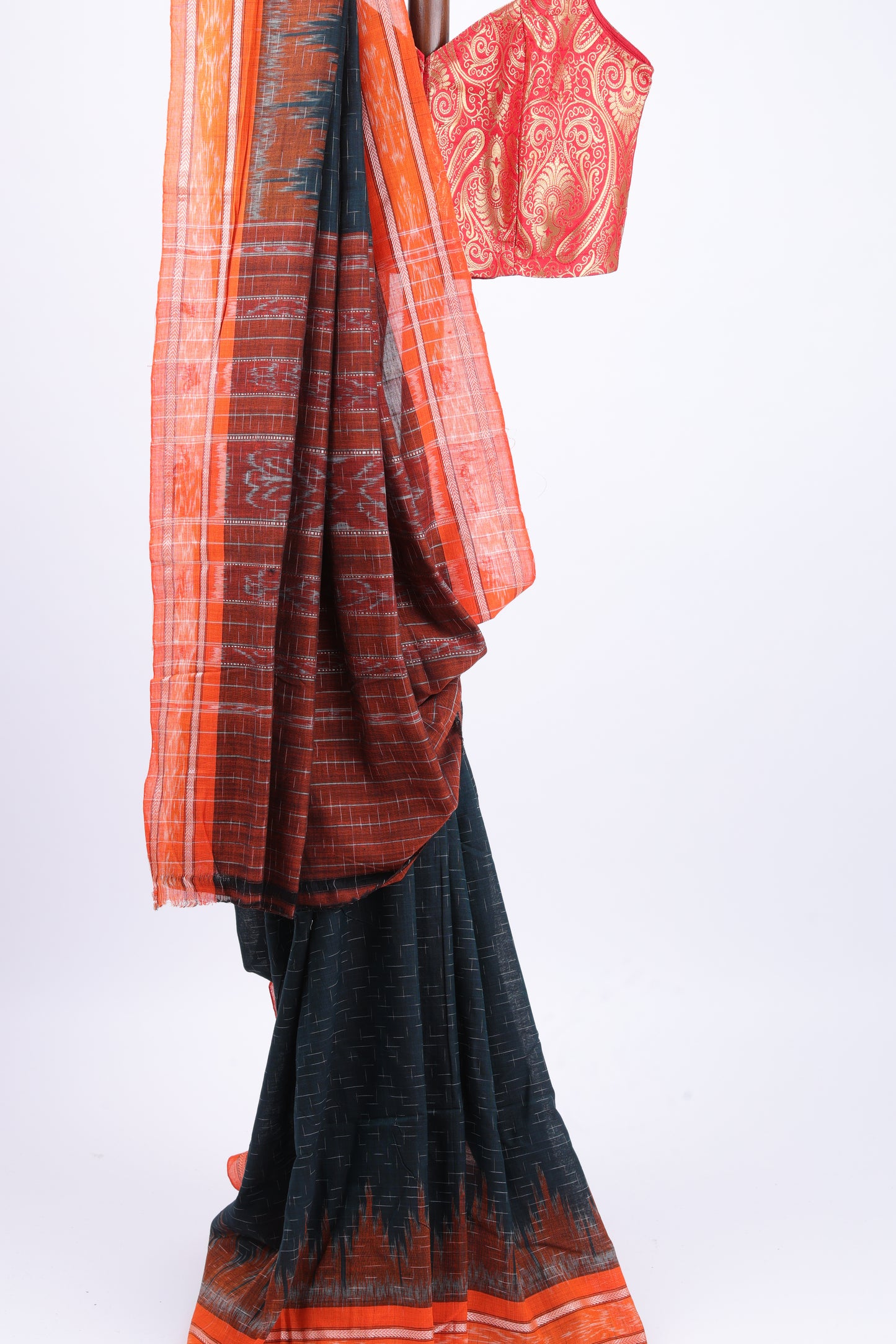 Dark Green Sambalpuri Ikkat Saree