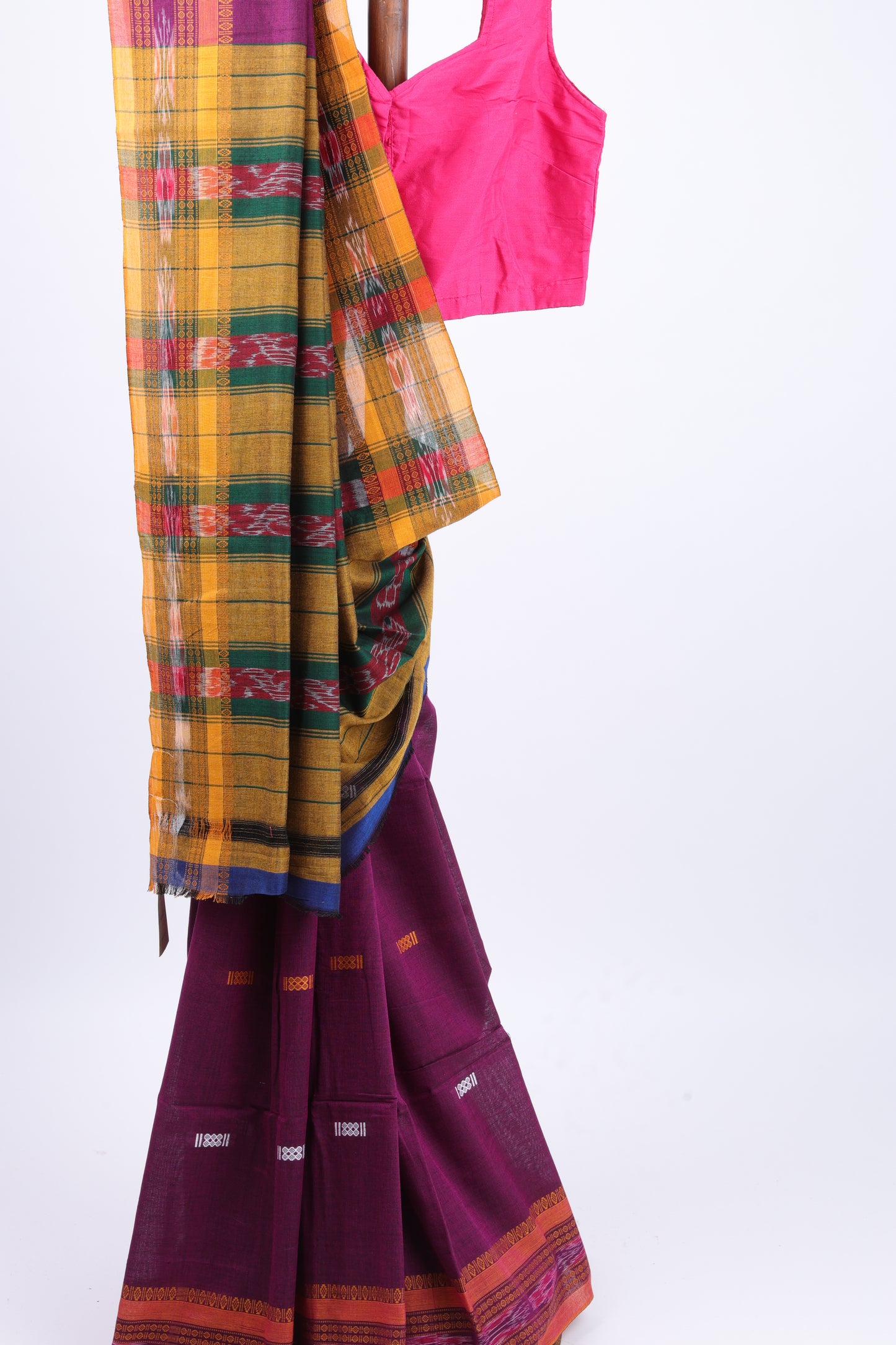Plum Sambalpuri Ikkat Saree