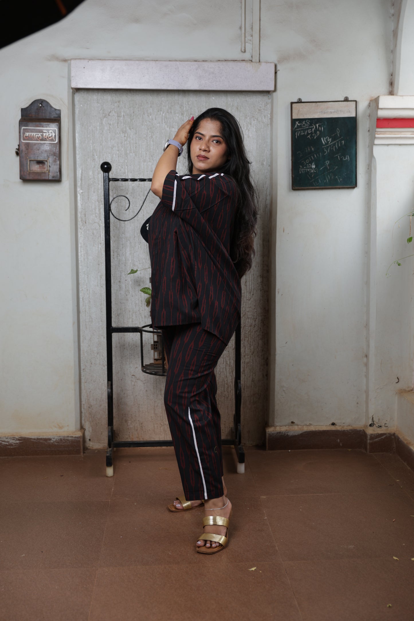 Black Ikkat Old-Money Co-Ord Set