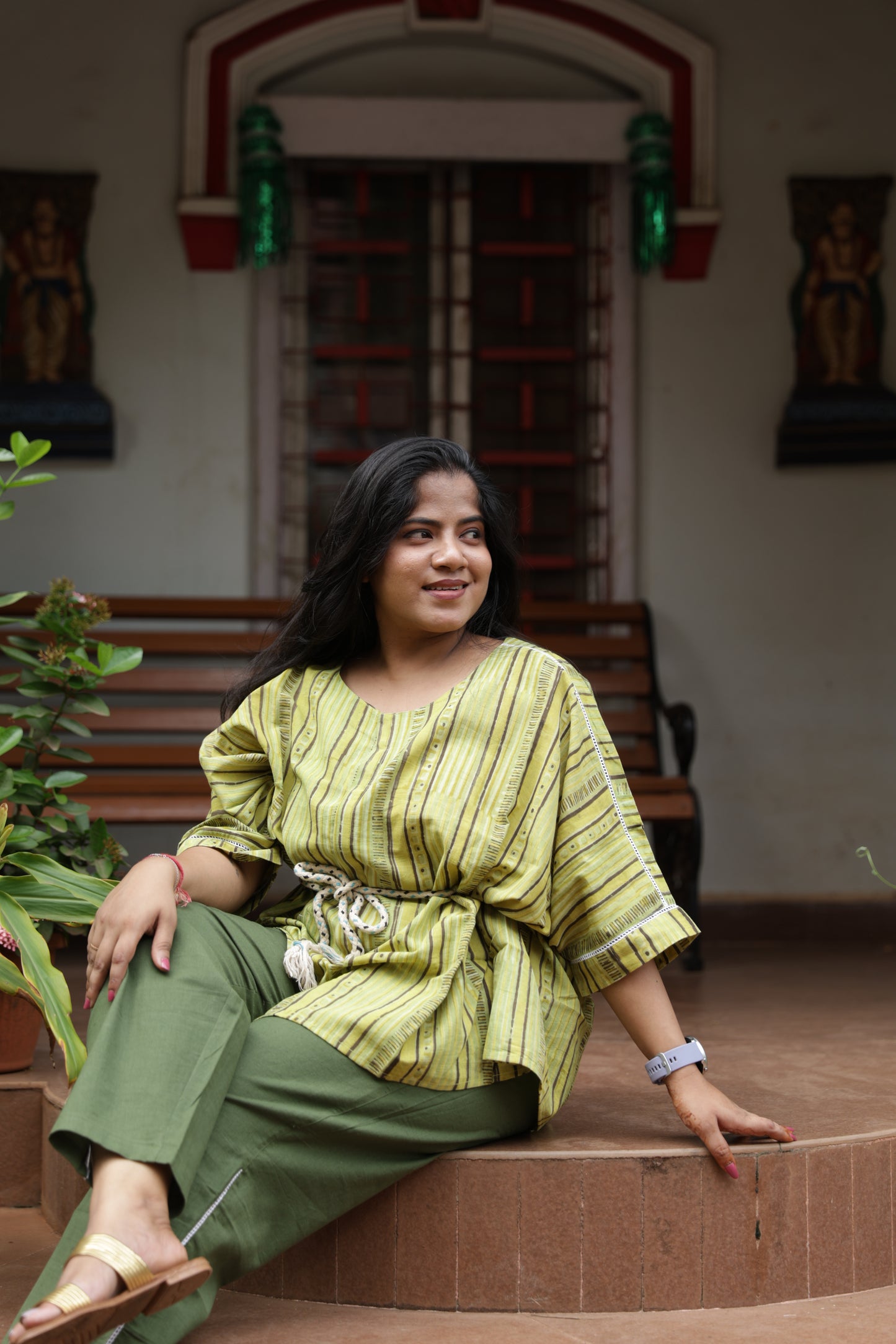 Light Green Block Printed Old Money Co-ord Set