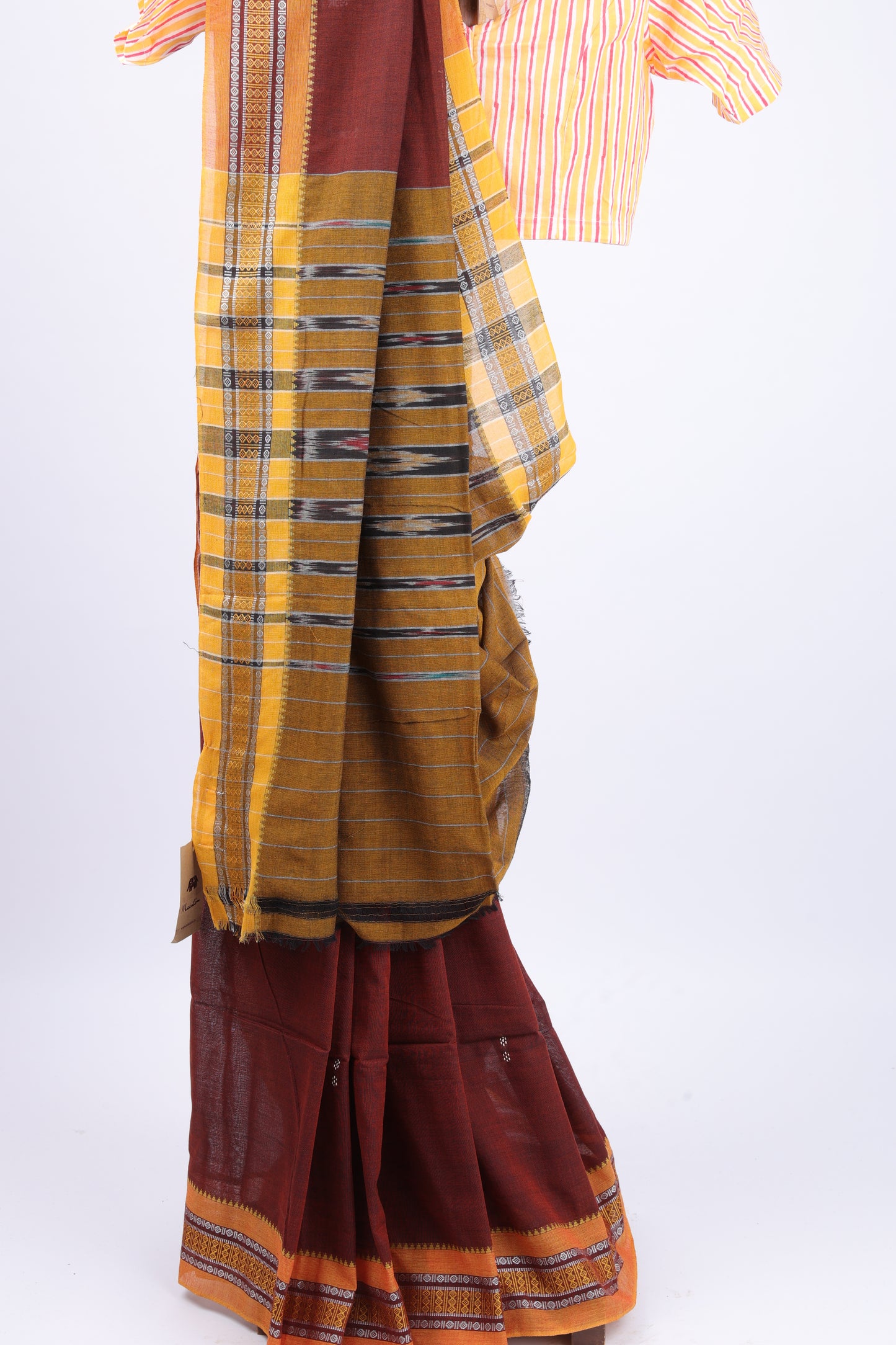 Fire Brick Sambalpuri Ikkat Saree