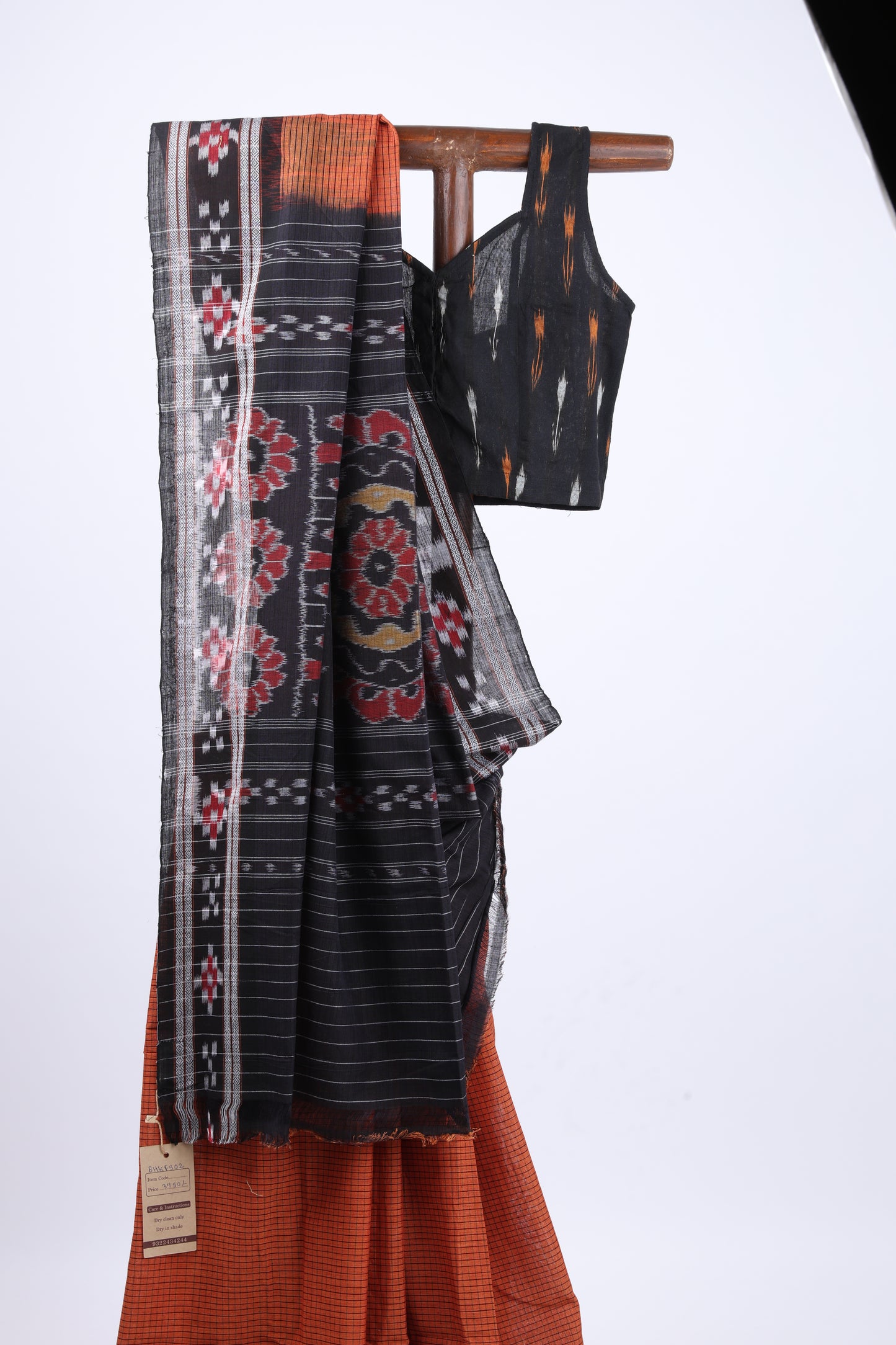 Tawny Sambalpuri Ikkat Saree