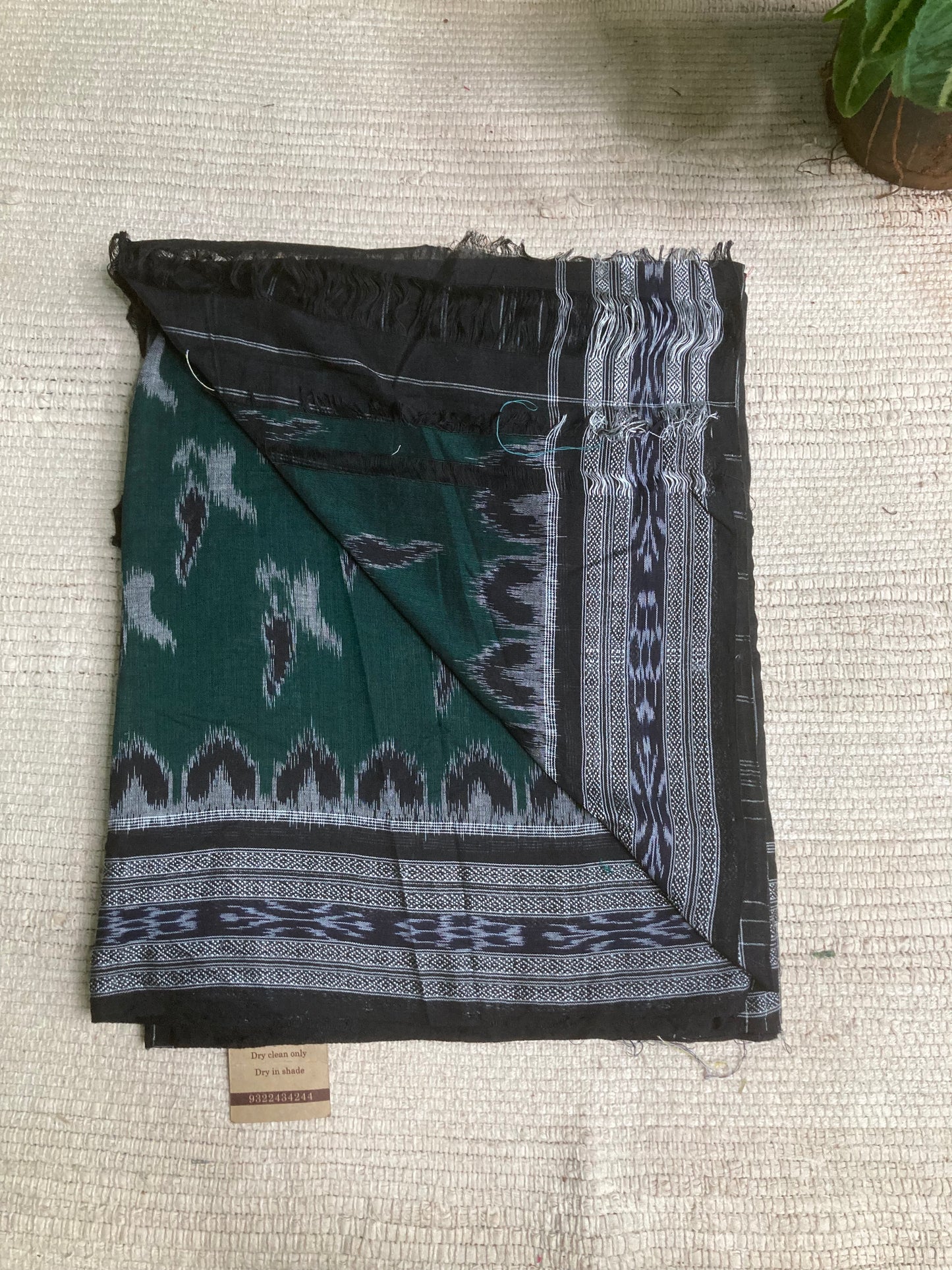 Bottle Green Sambalpuri Ikkat saree