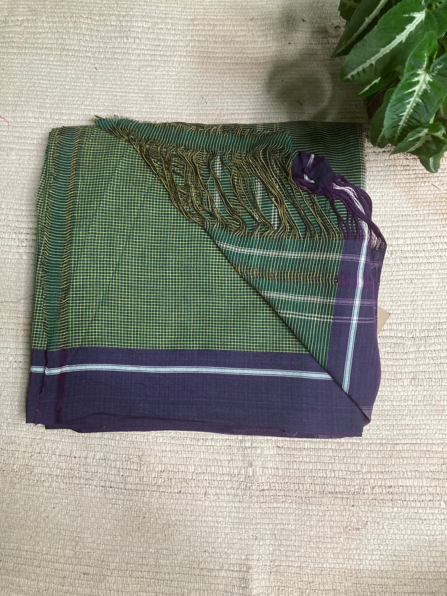 Juniper Green Patteda Anchu Saree