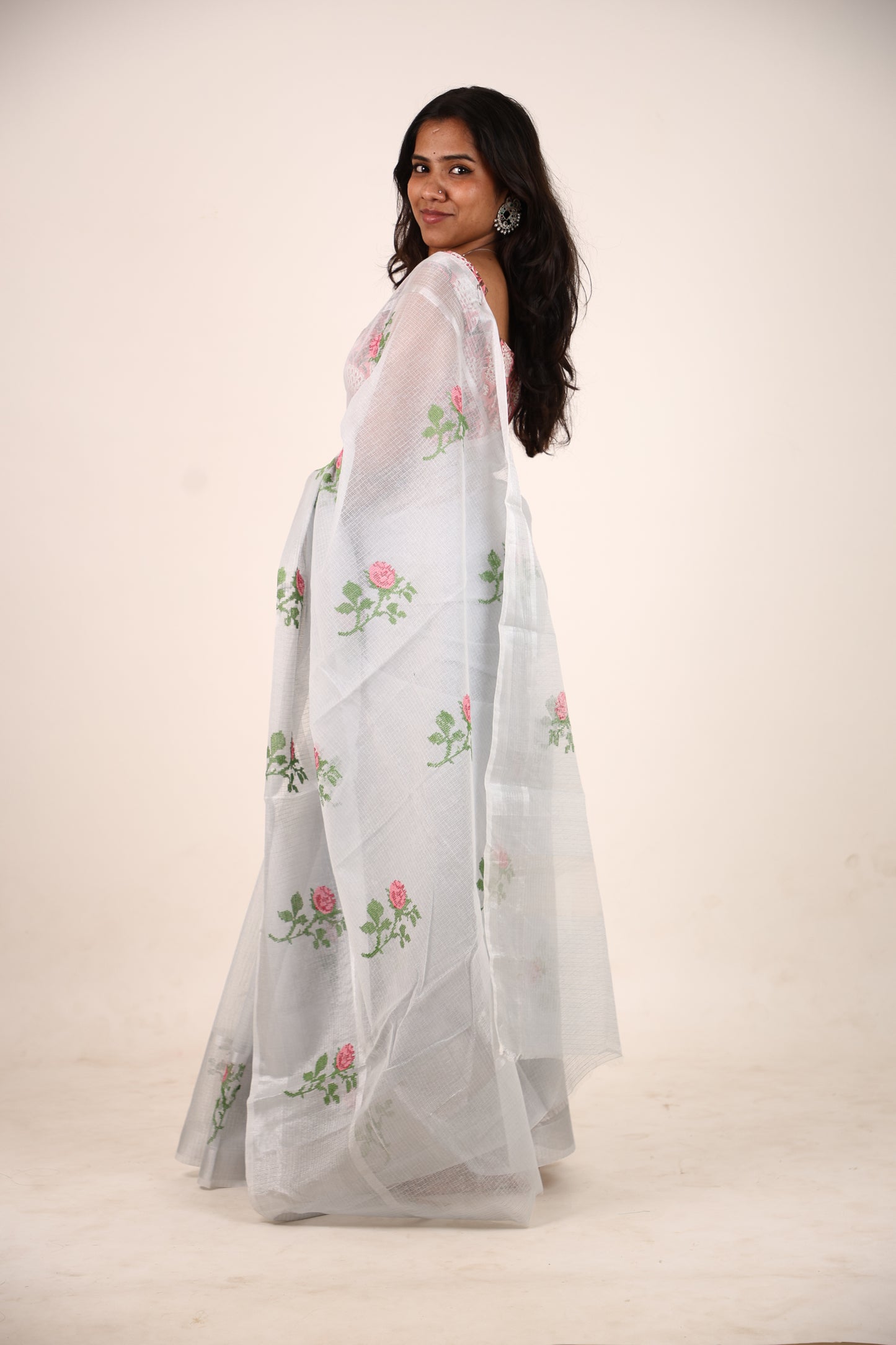 Grey Kota Doria Saree