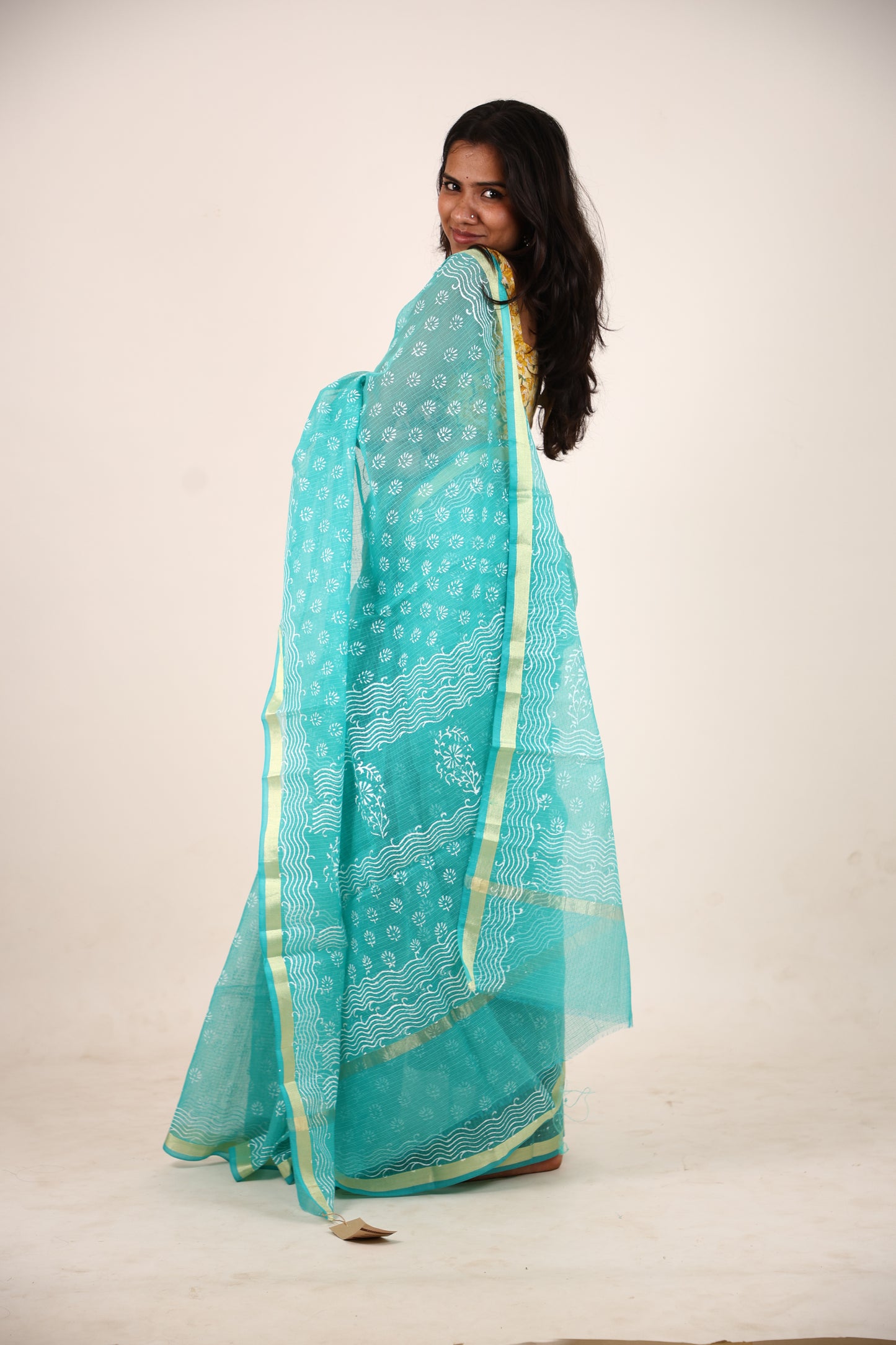 Mint Green Kota Doria Saree