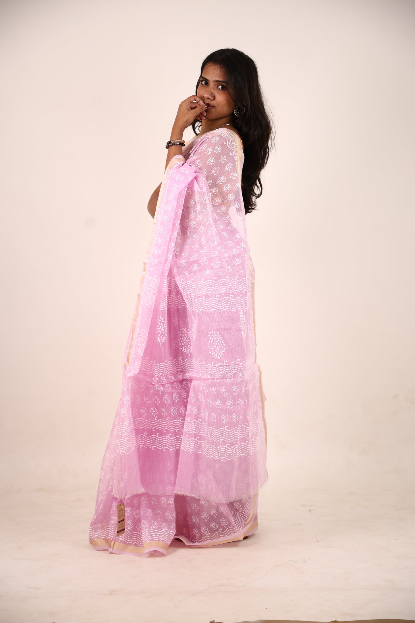Lilac Kota Doria Saree