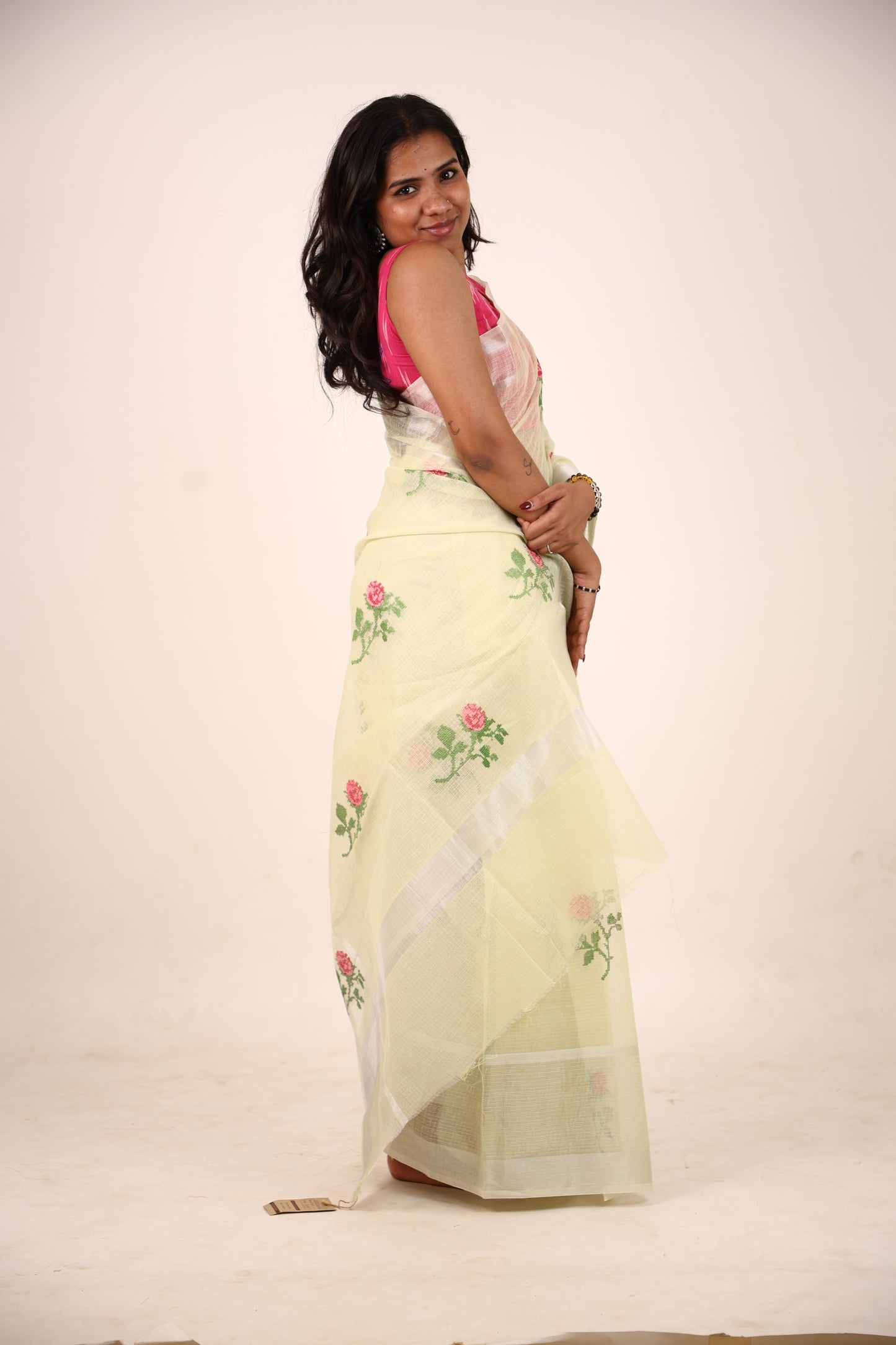 Light Yellow Kota Doria Saree