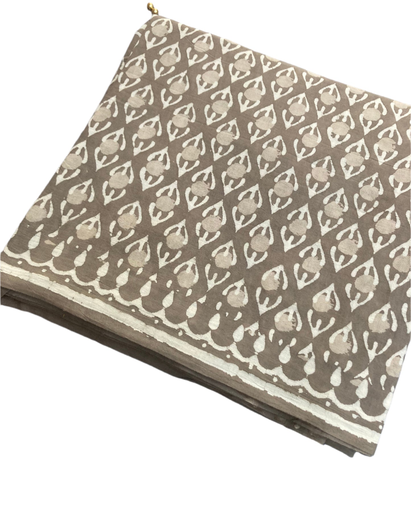 Gray Block Printed Cotton Saree