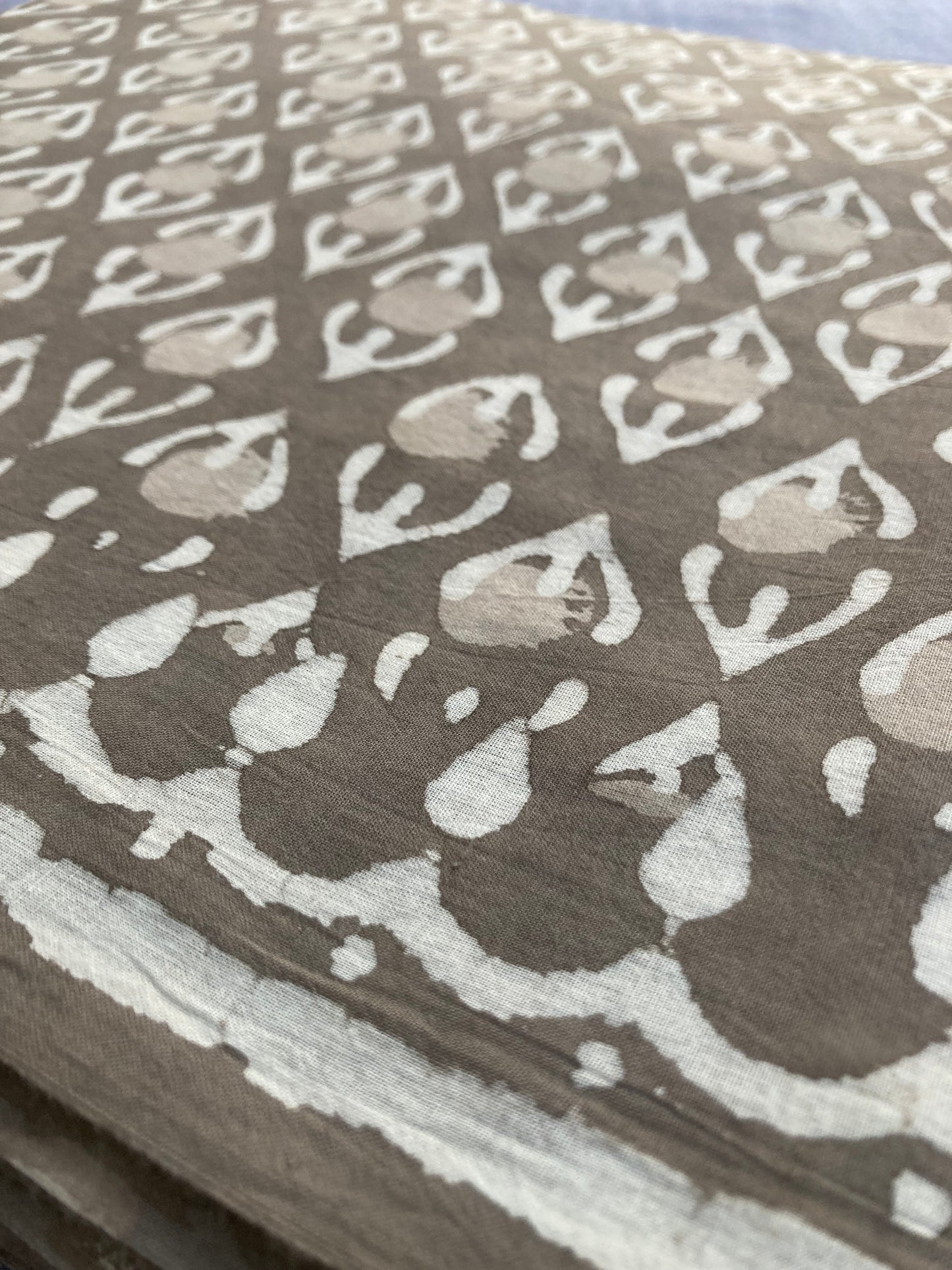 Gray Block Printed Cotton Saree