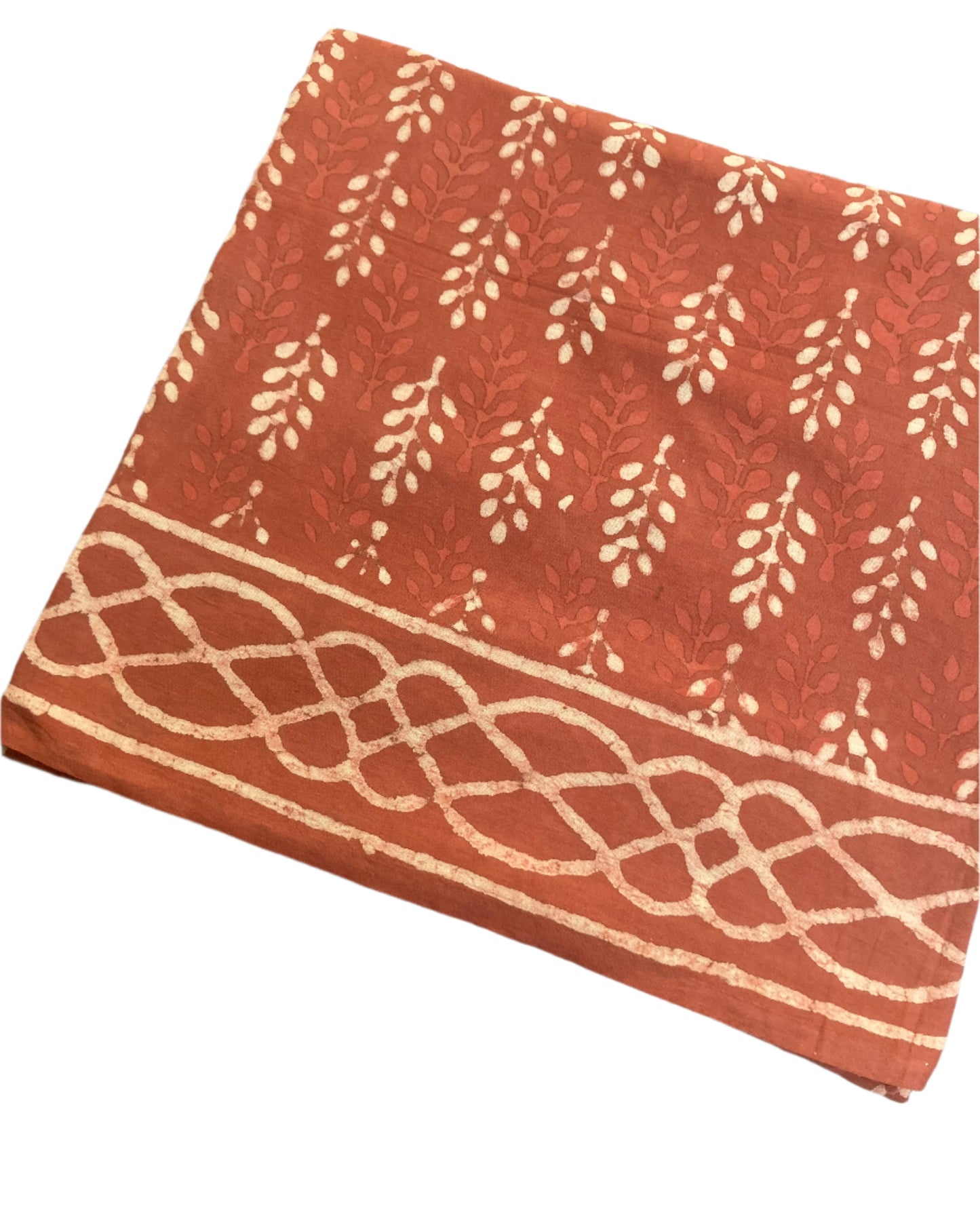 Vermilion Block Printed Cotton Saree