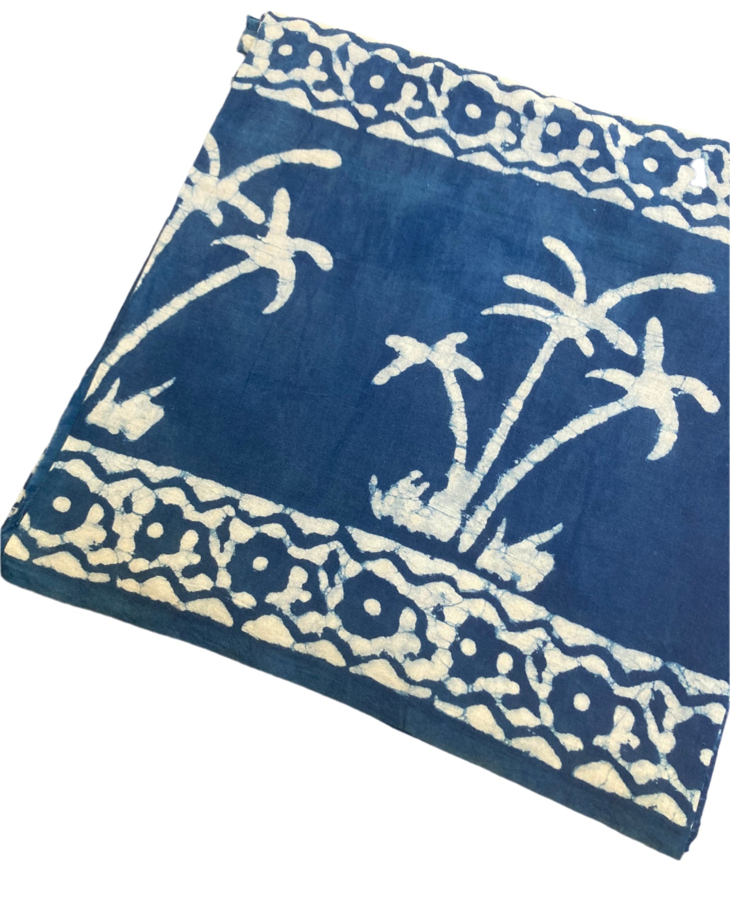 Indigo Block Printed Cotton Saree