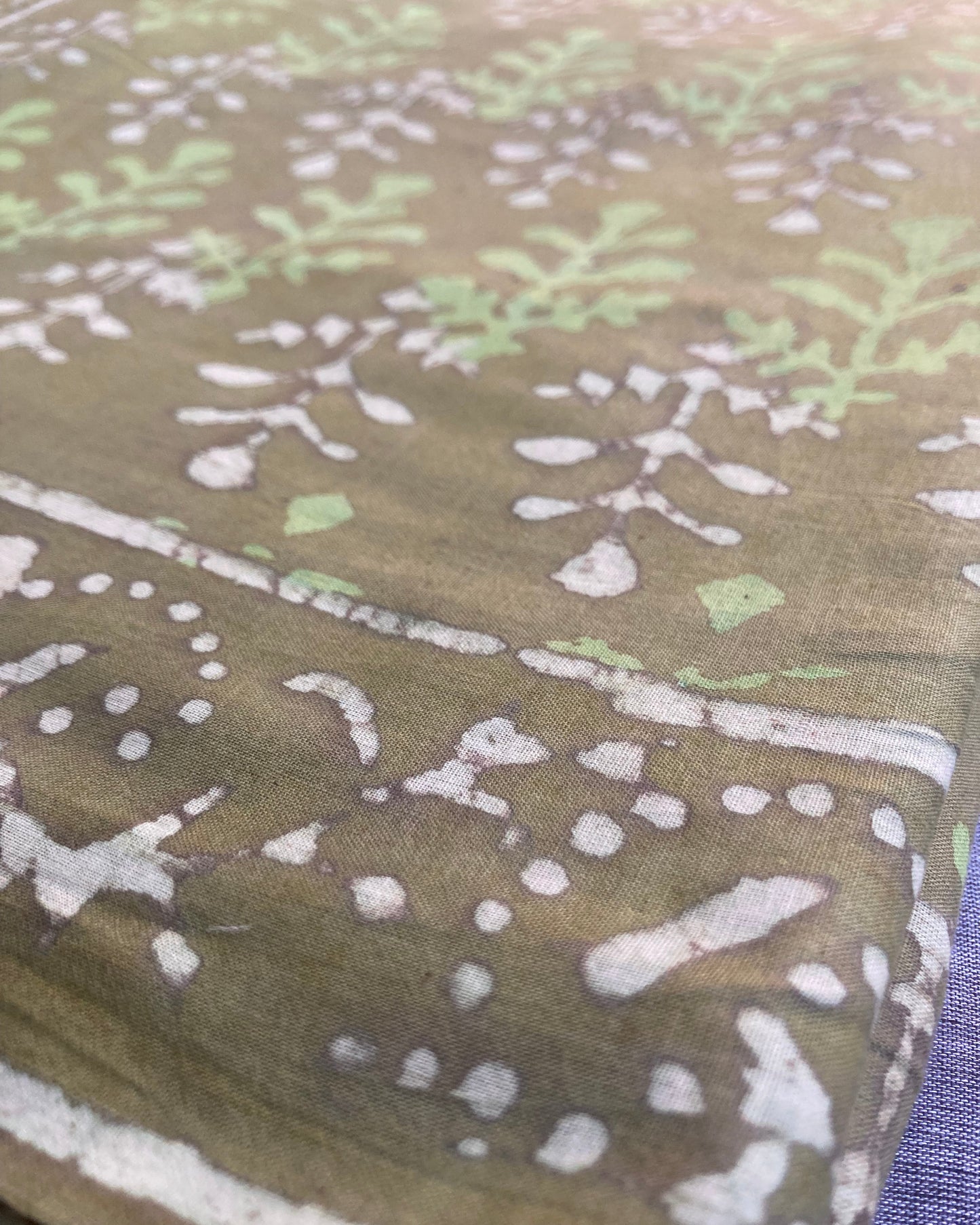 Apple Green Block Printed Cotton Saree