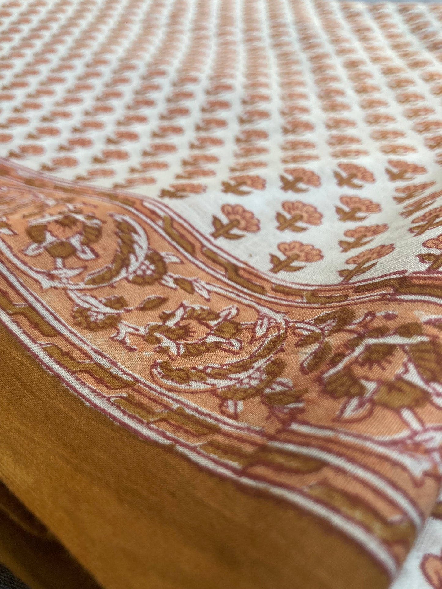 Tawny Block Printed Cotton Saree