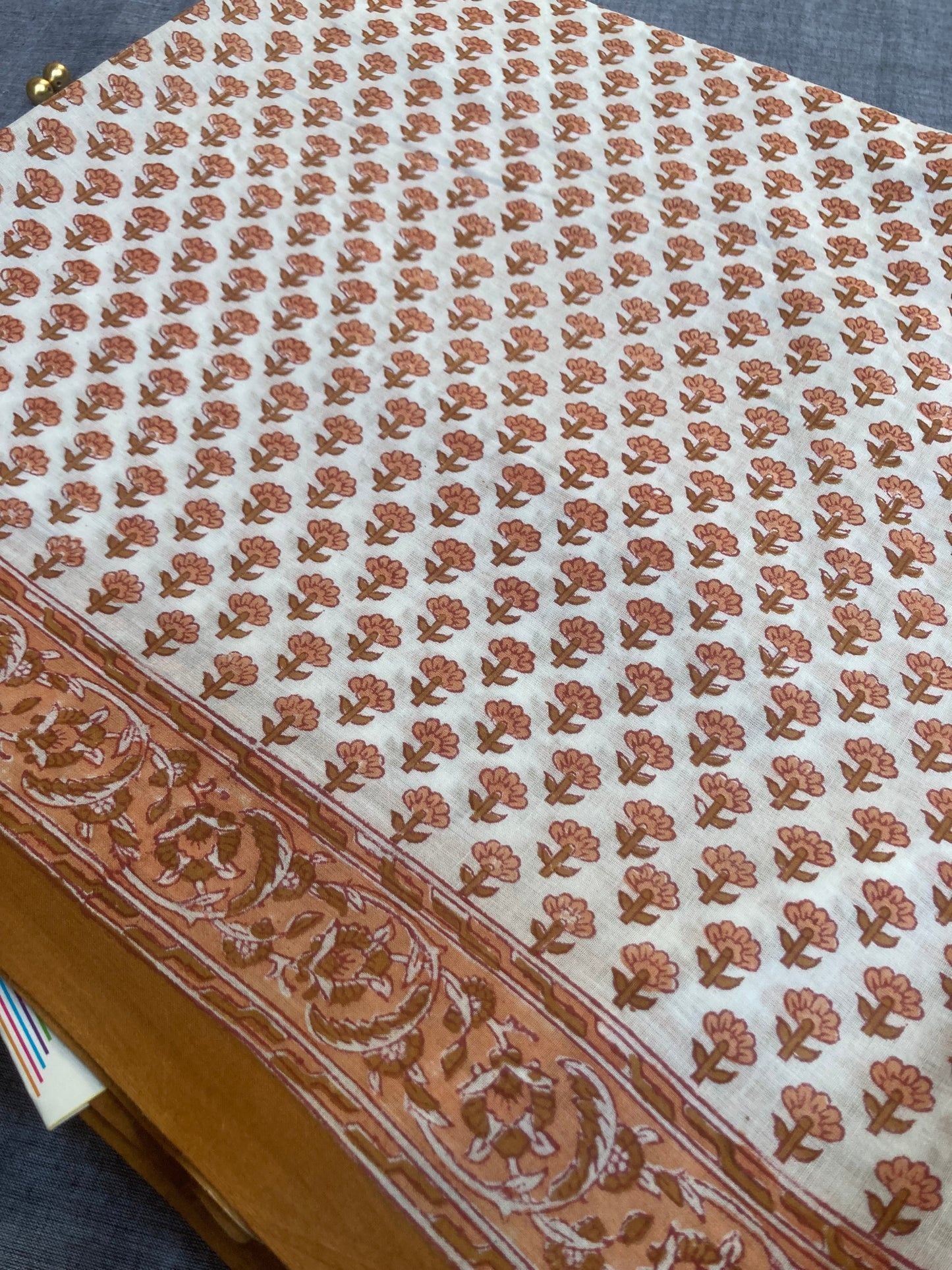 Tawny Block Printed Cotton Saree