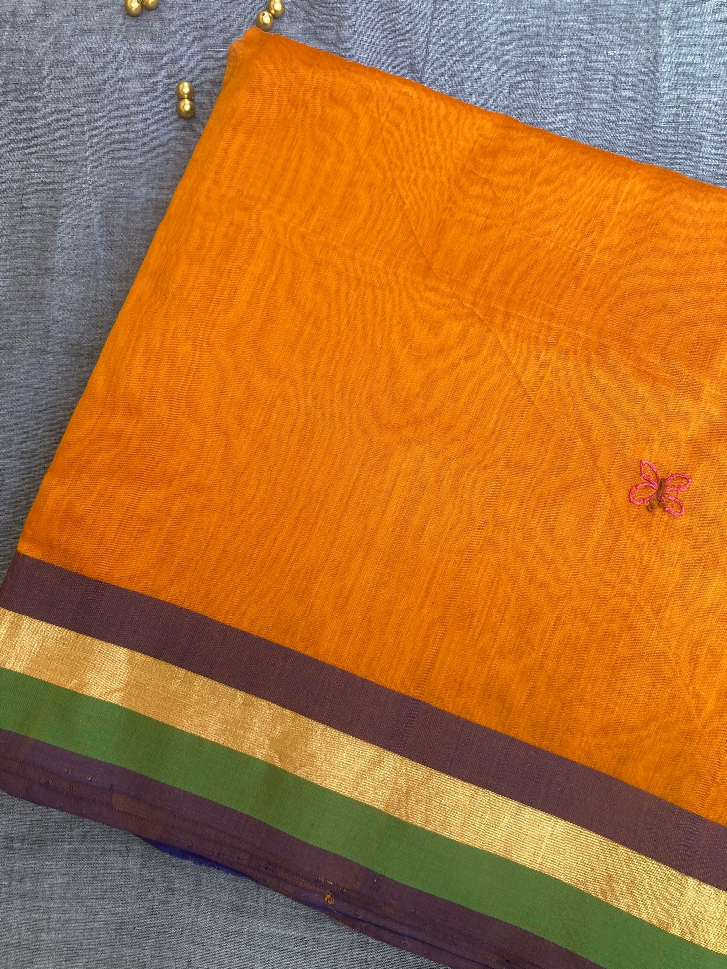 Tangerine Maheshwari Saree