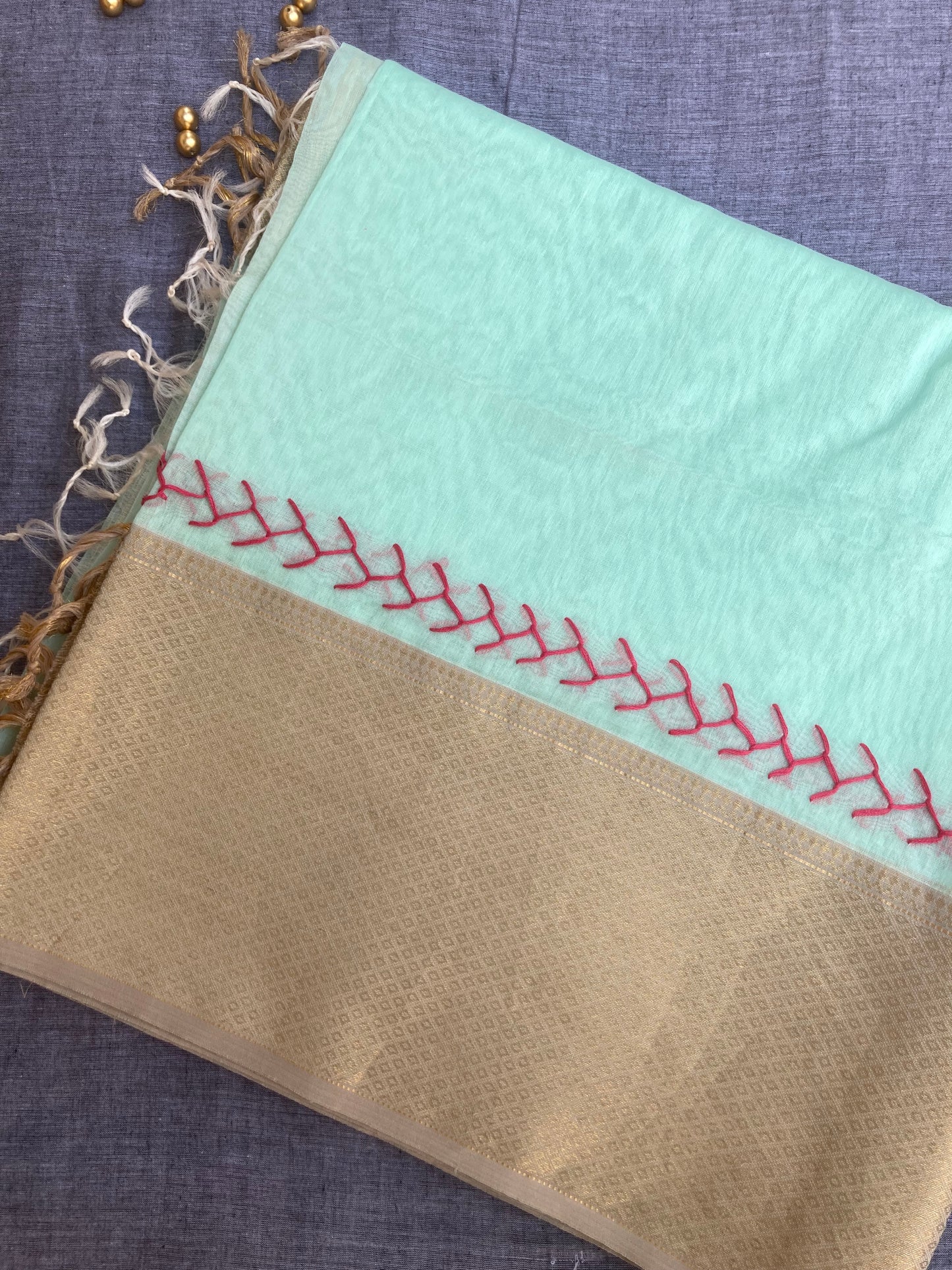Mint Green Maheshwari Saree