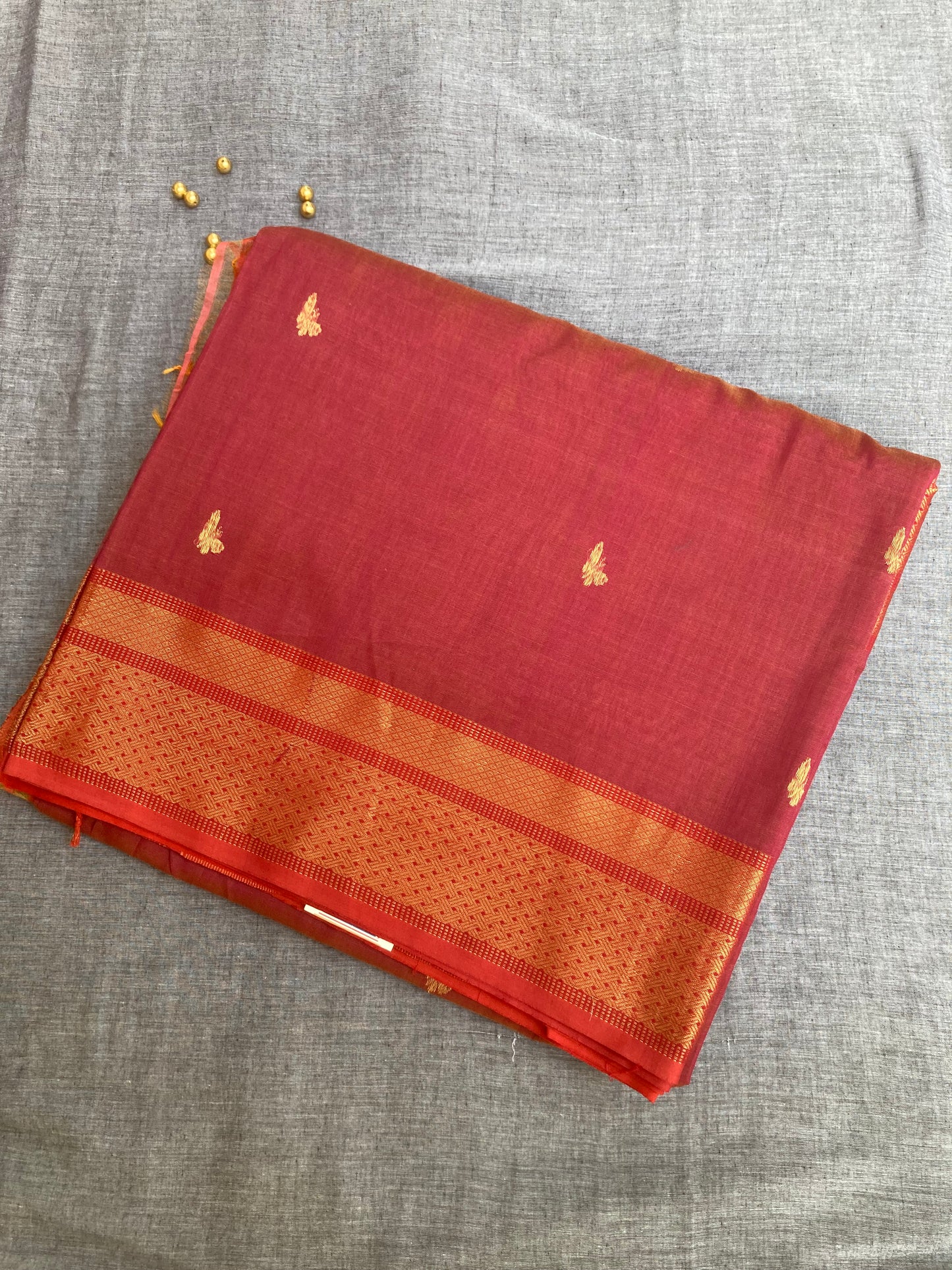 Dark Pink Maheshwari Saree