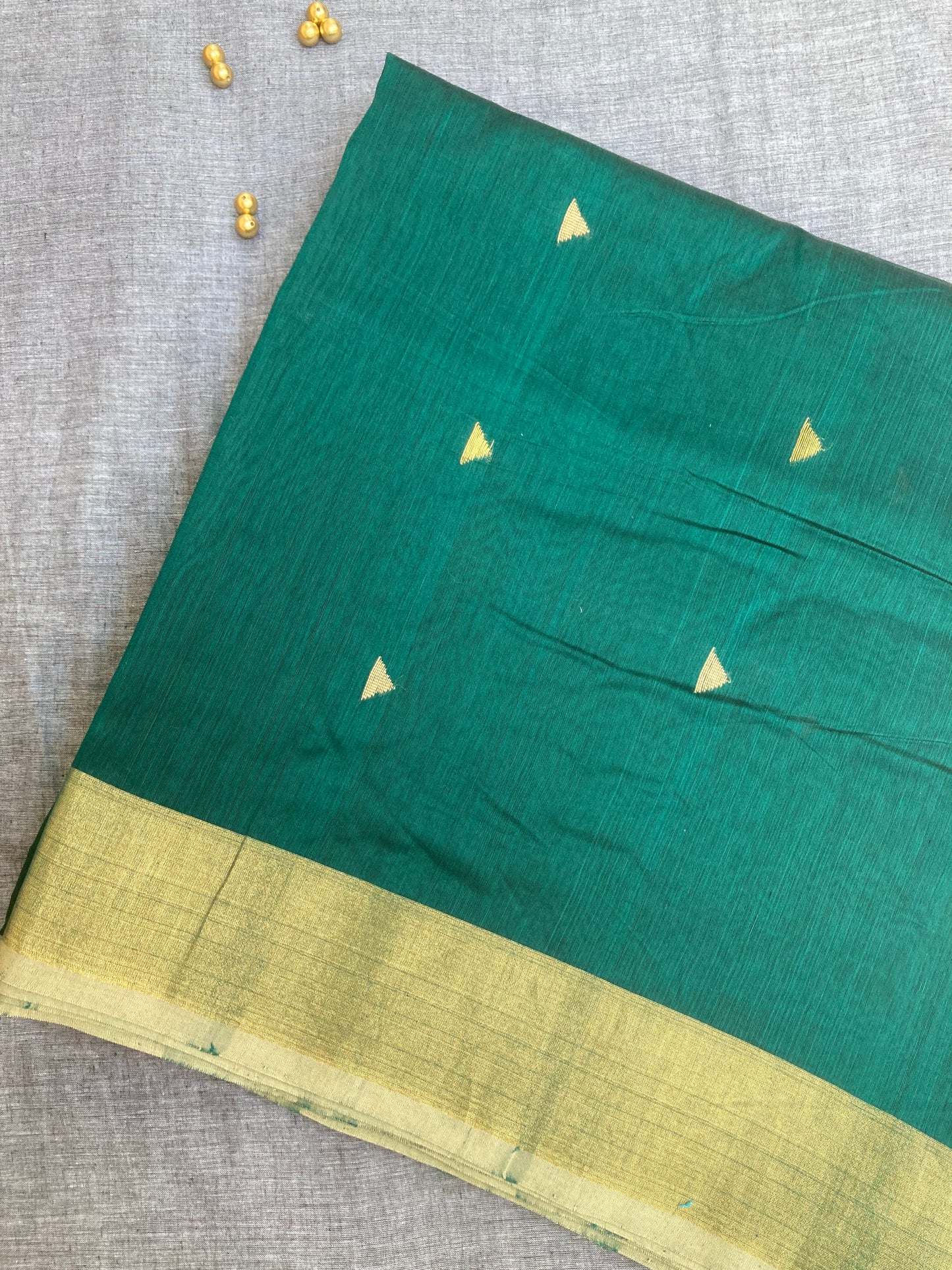 Dark Teal Green Maheshwari Saree