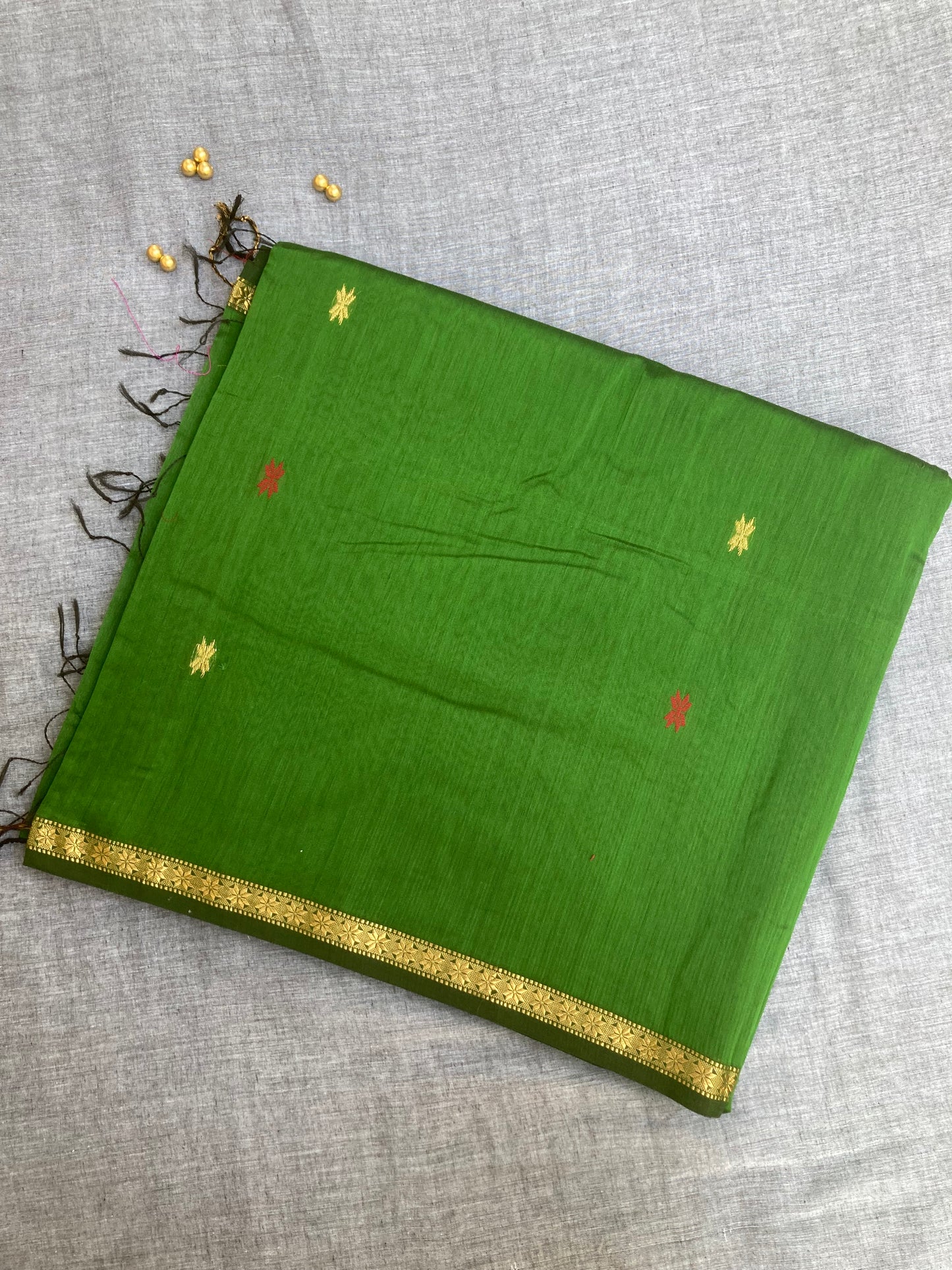 Forest Green Maheshwari Saree