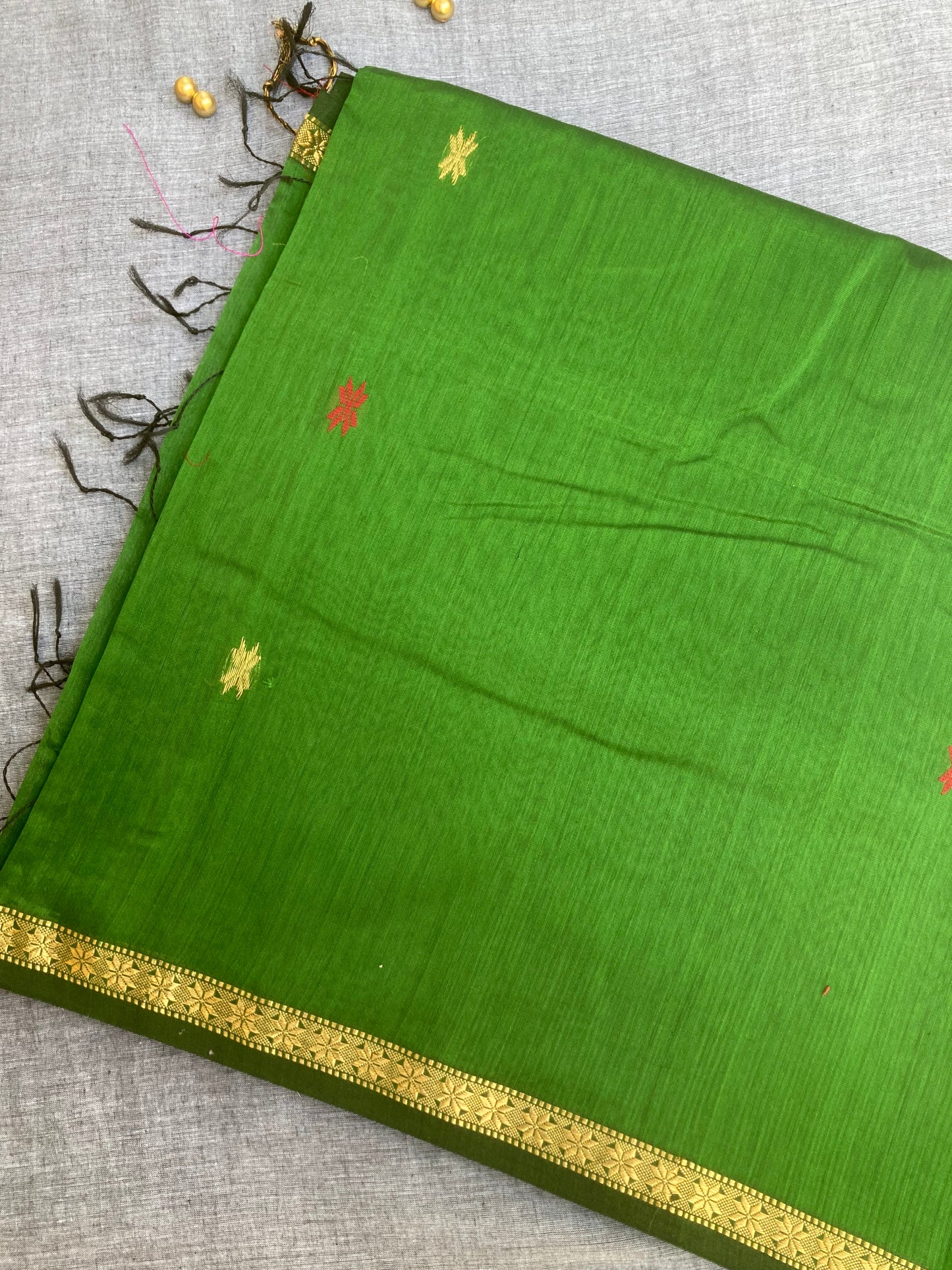 Forest Green Maheshwari Saree