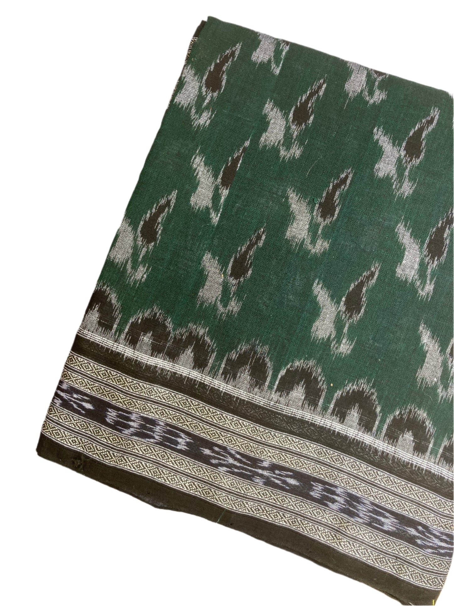 Bottle Green Sambalpuri Ikkat saree