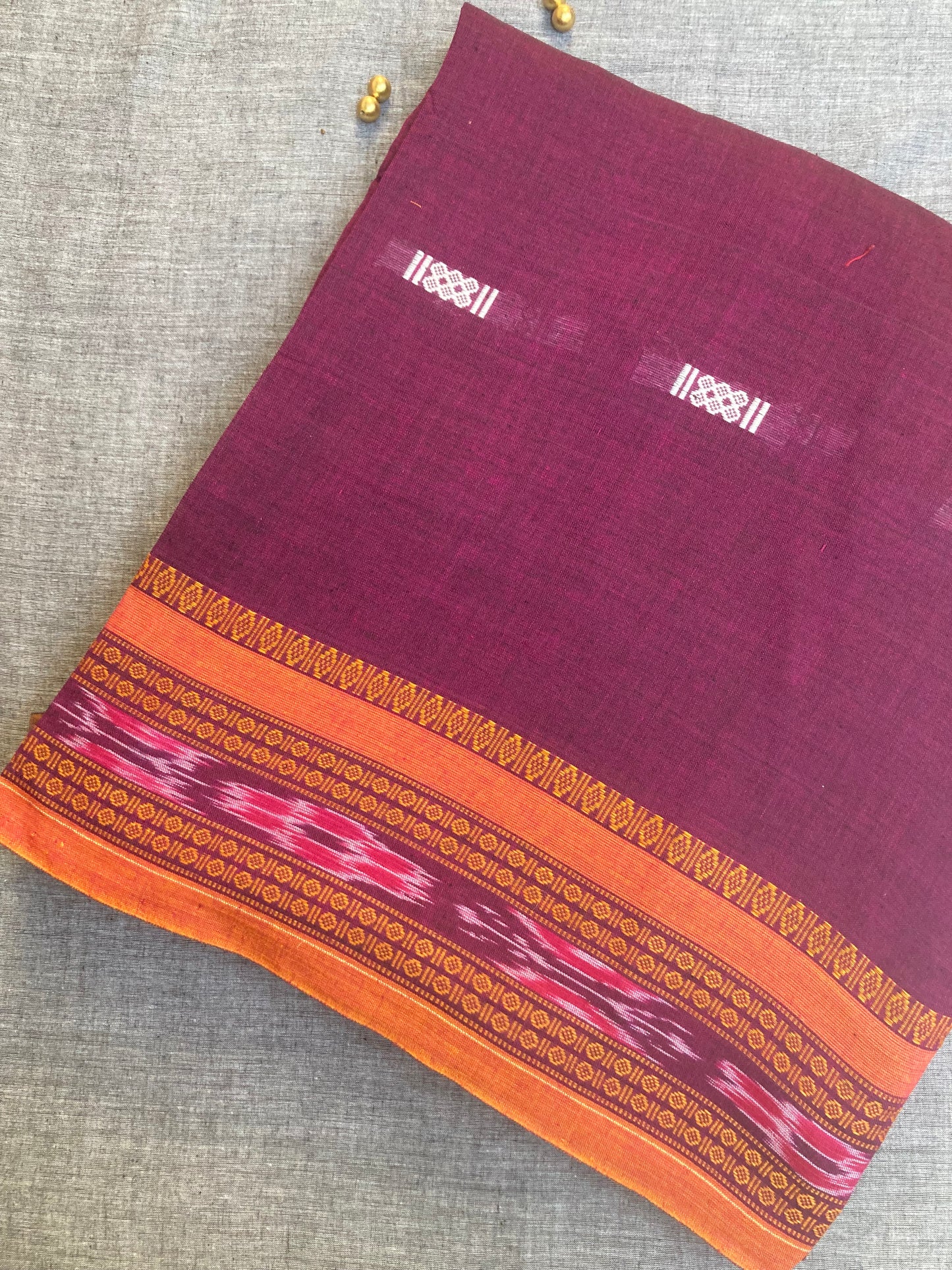 Plum Sambalpuri Ikkat Saree
