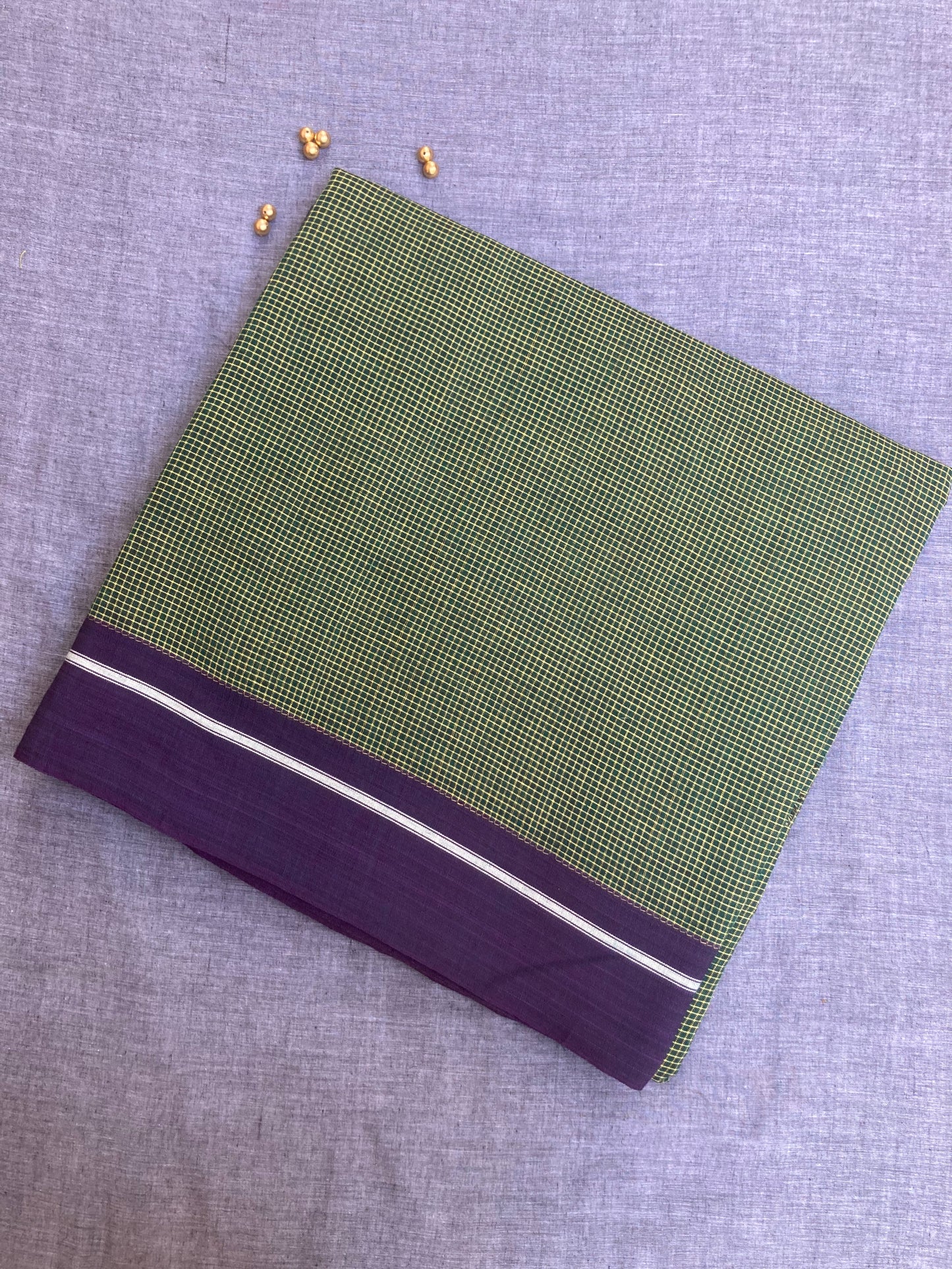 Juniper Green Patteda Anchu Saree