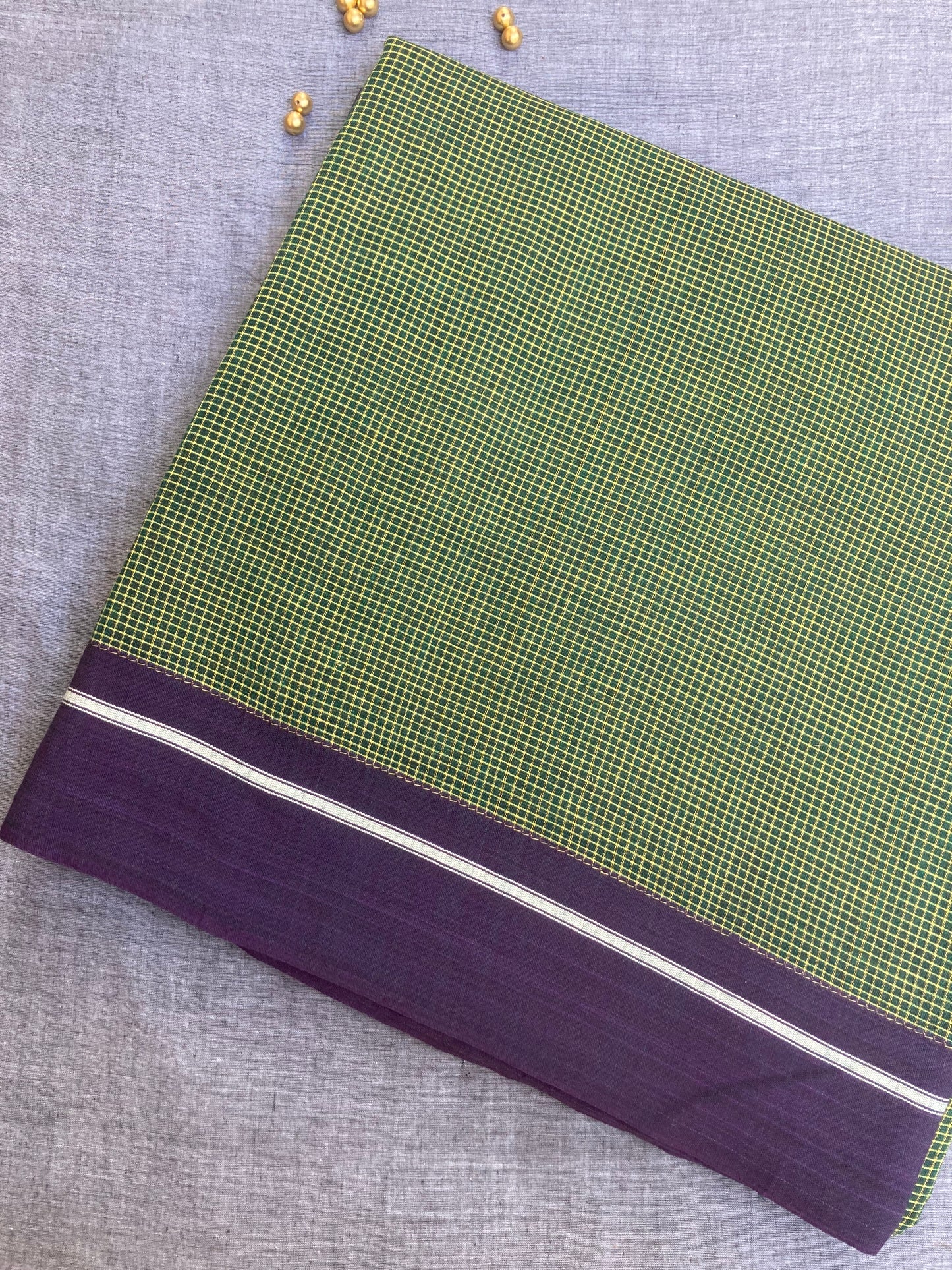 Juniper Green Patteda Anchu Saree