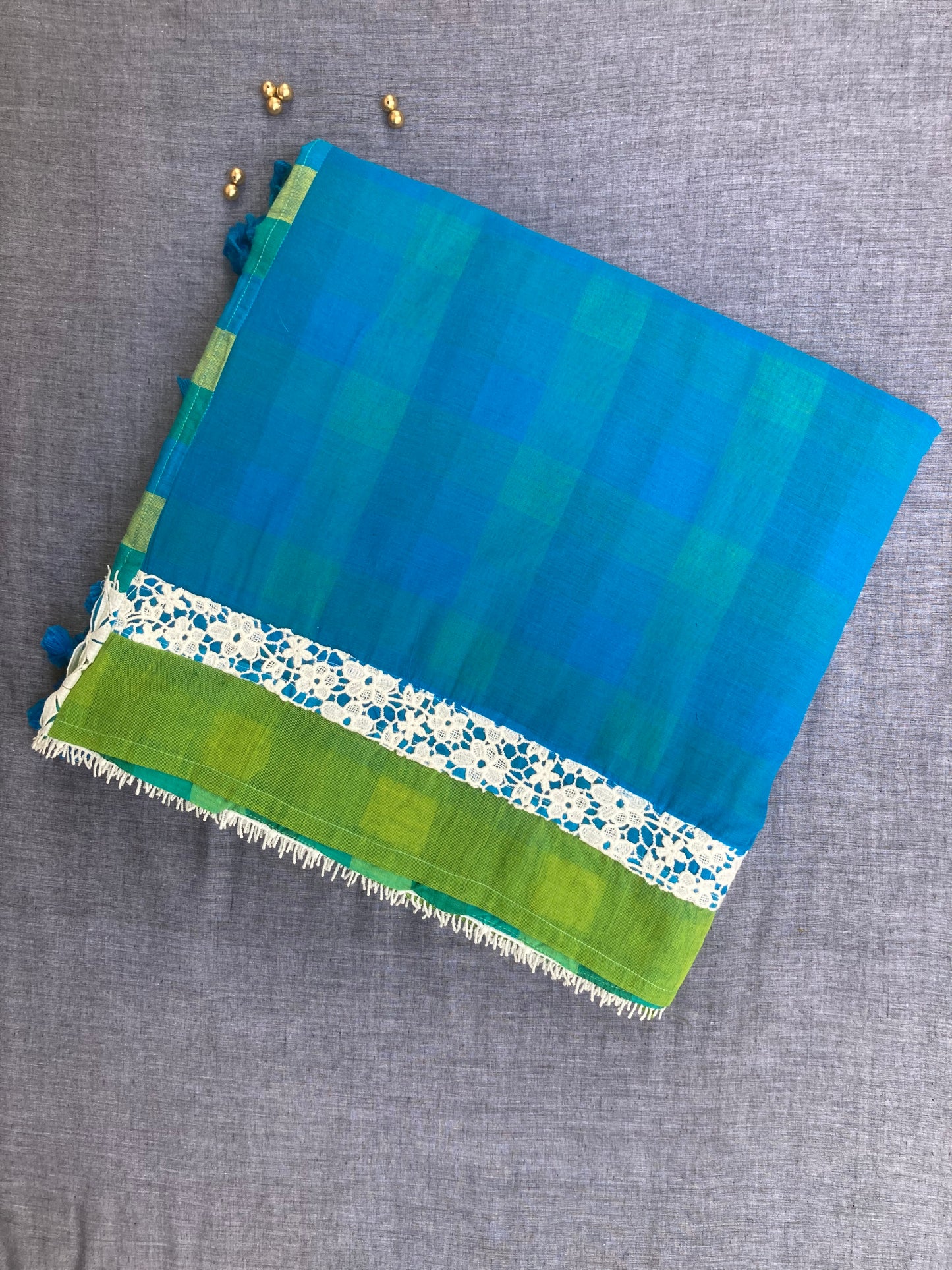 Dark Sky Blue Maanto Concept Saree