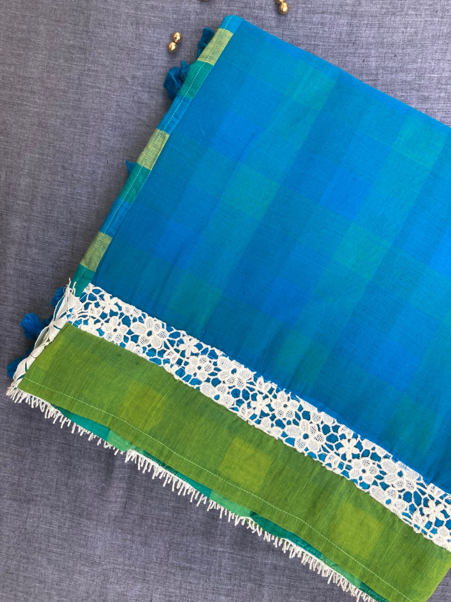 Dark Sky Blue Maanto Concept Saree