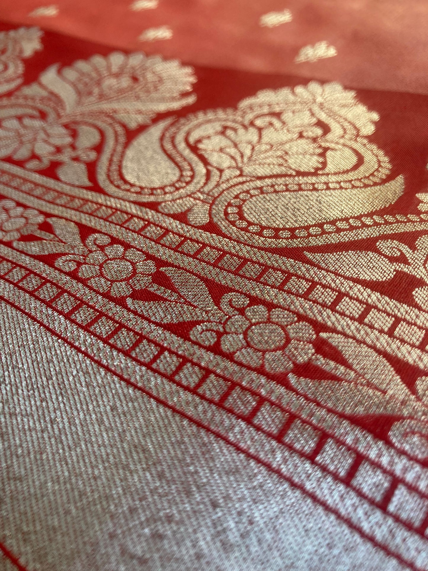 Vermilion Banarasi Katan Saree